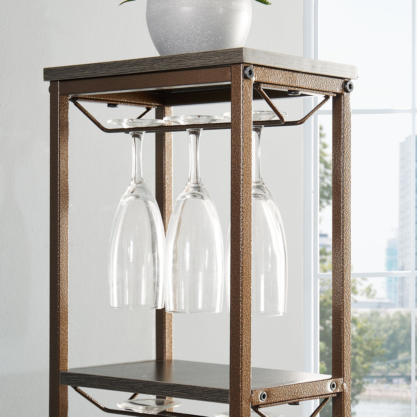 Somerset Industrial Freestanding Hanging Wine Rack