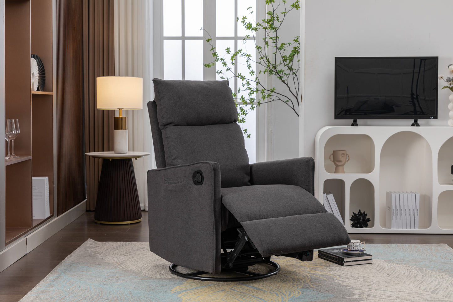 Amity Modern Cotton Linen Rocking Chair