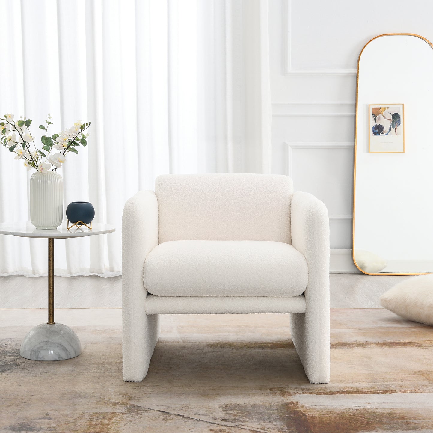 Fremont Contemporary Wave Arm Accent Chair