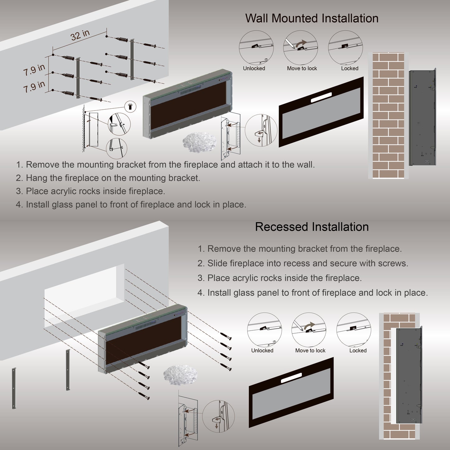 Jiron Modern Electric Wall Fireplace