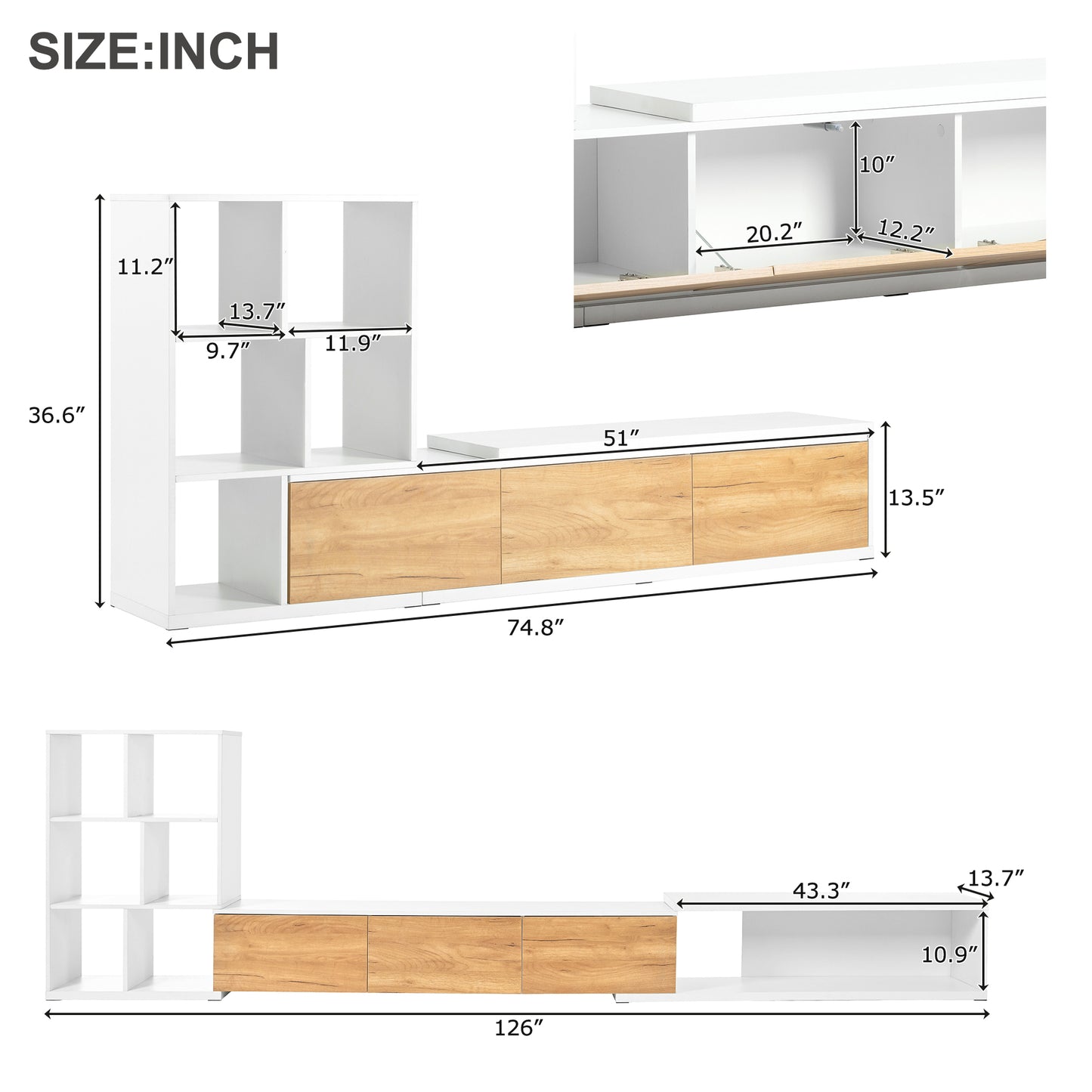 Amity Modern Extendable TV Stand Entertainment Center