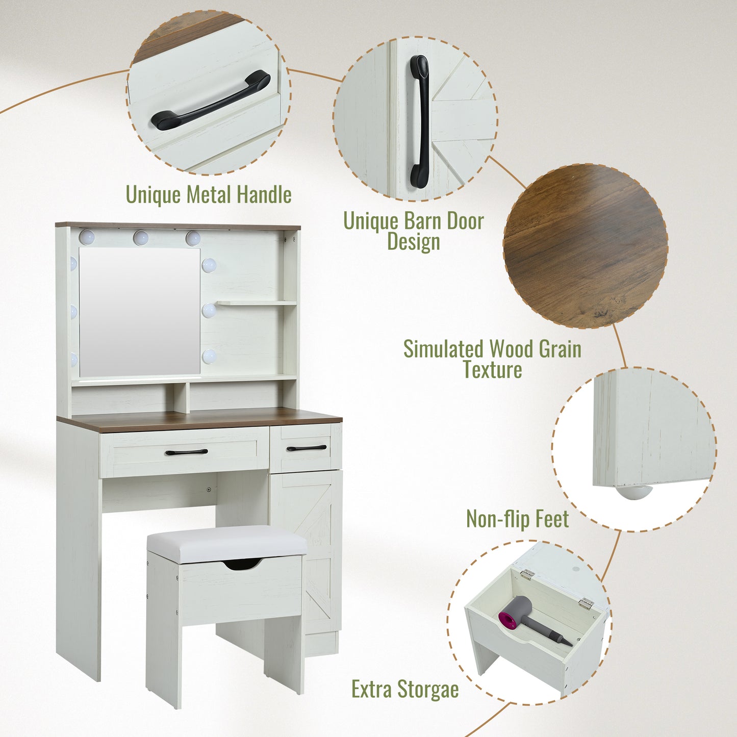 Jiron Craftsman Farmhouse Vanity Set