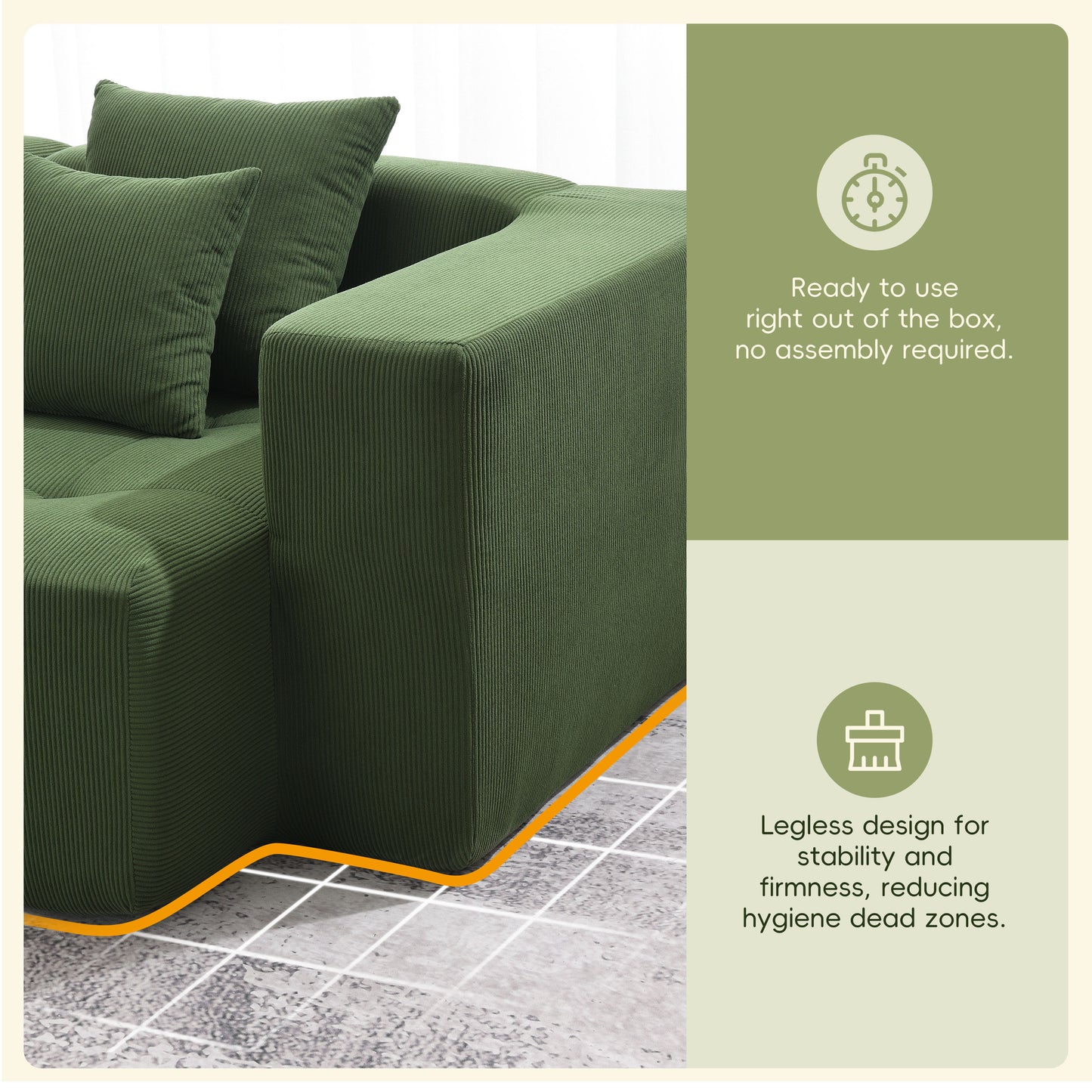 Eda Contemporary Modular Corduroy Sectional Sofa