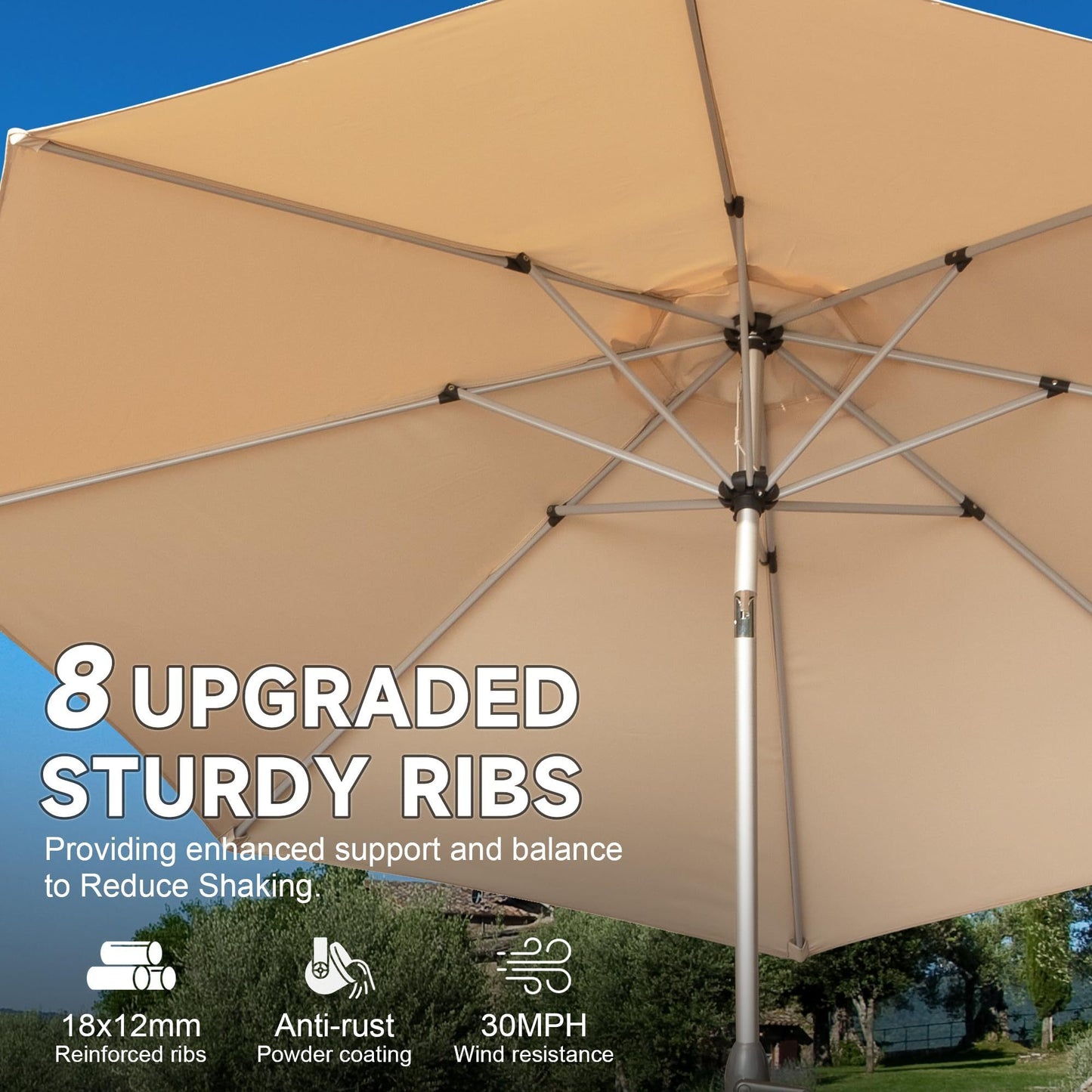 Warmsprings Contemporary Outdoor Patio Umbrella
