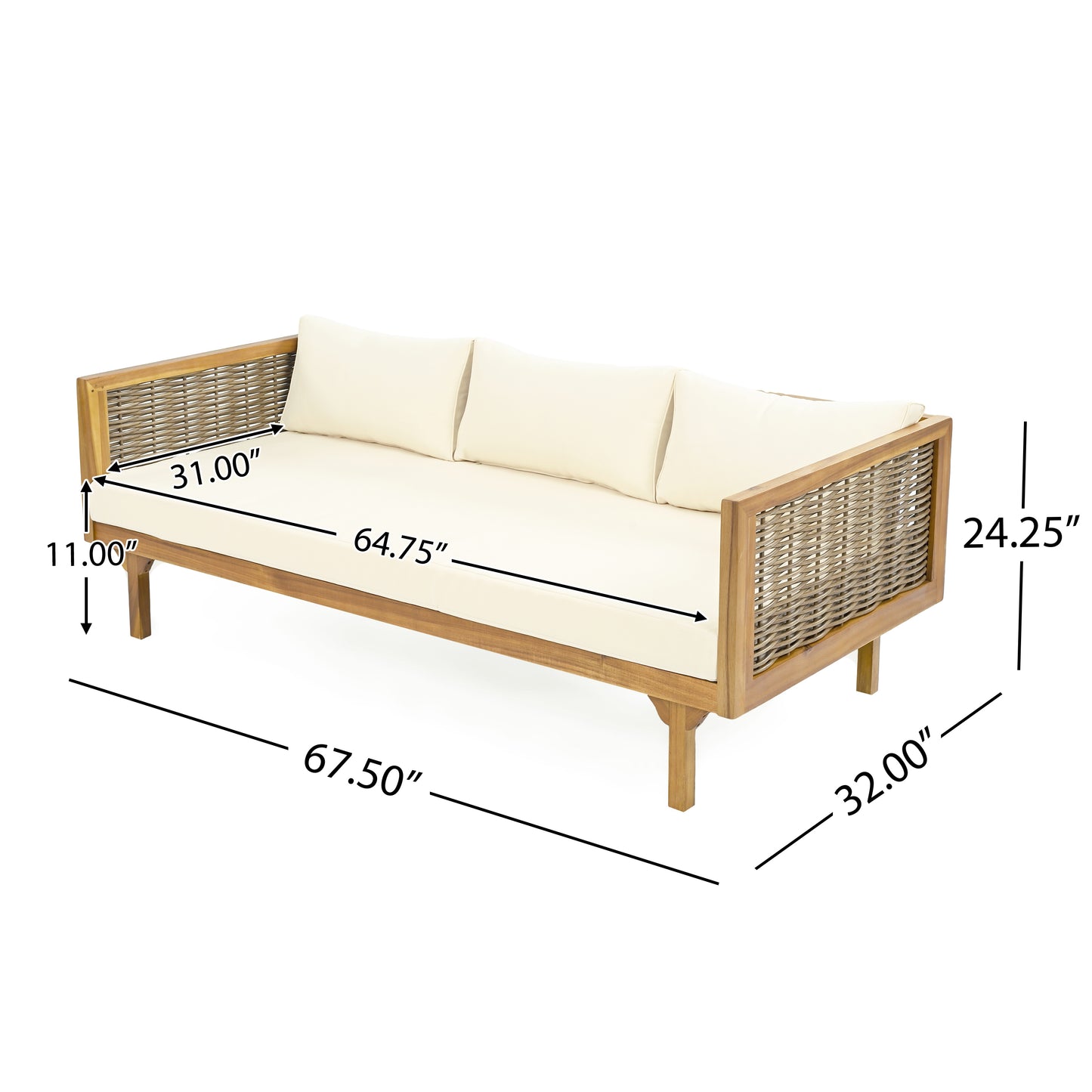 Niles Craftsman Rattan Arms Daybed