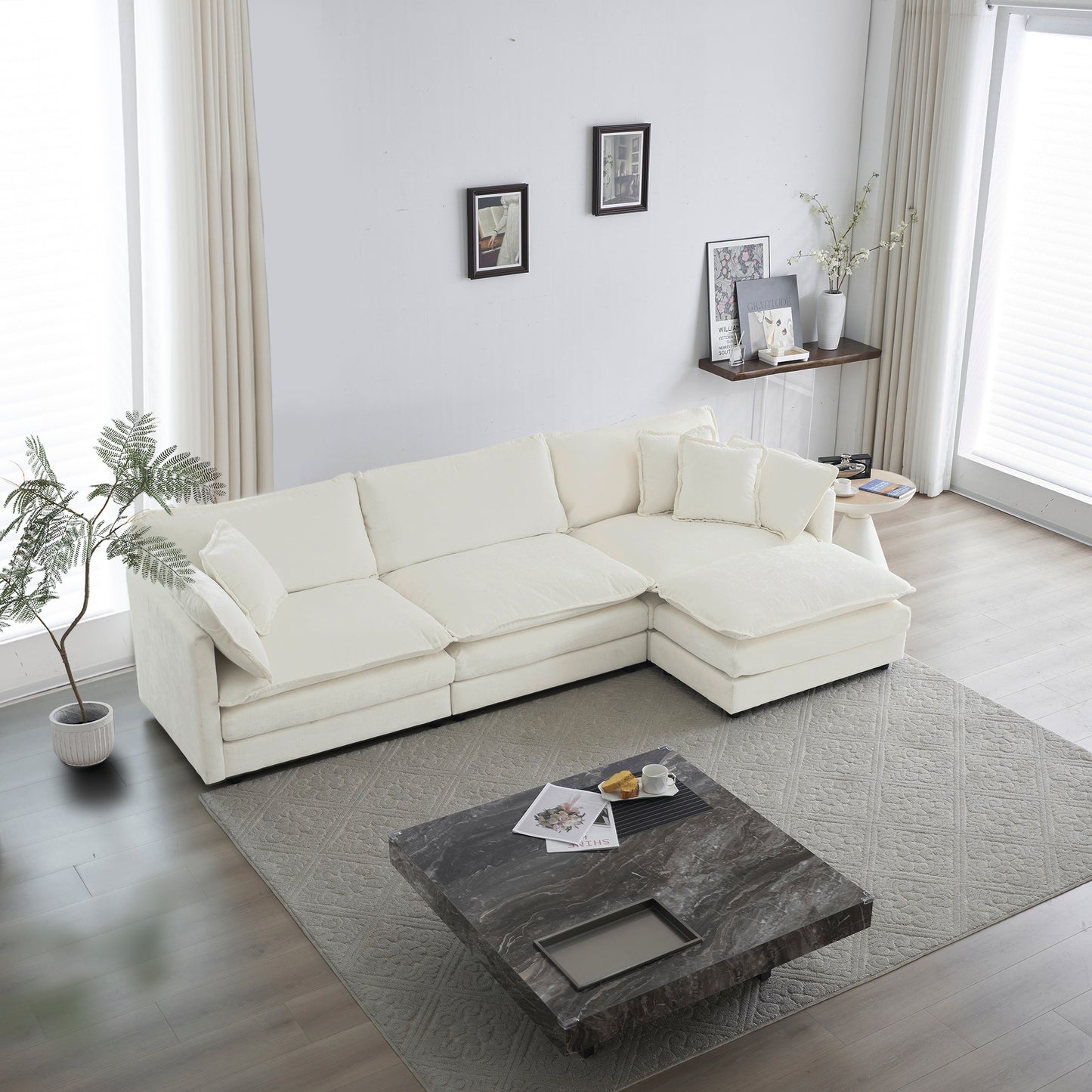 Bartholomew Contemporary Monroe Chenille Oversized Sectional
