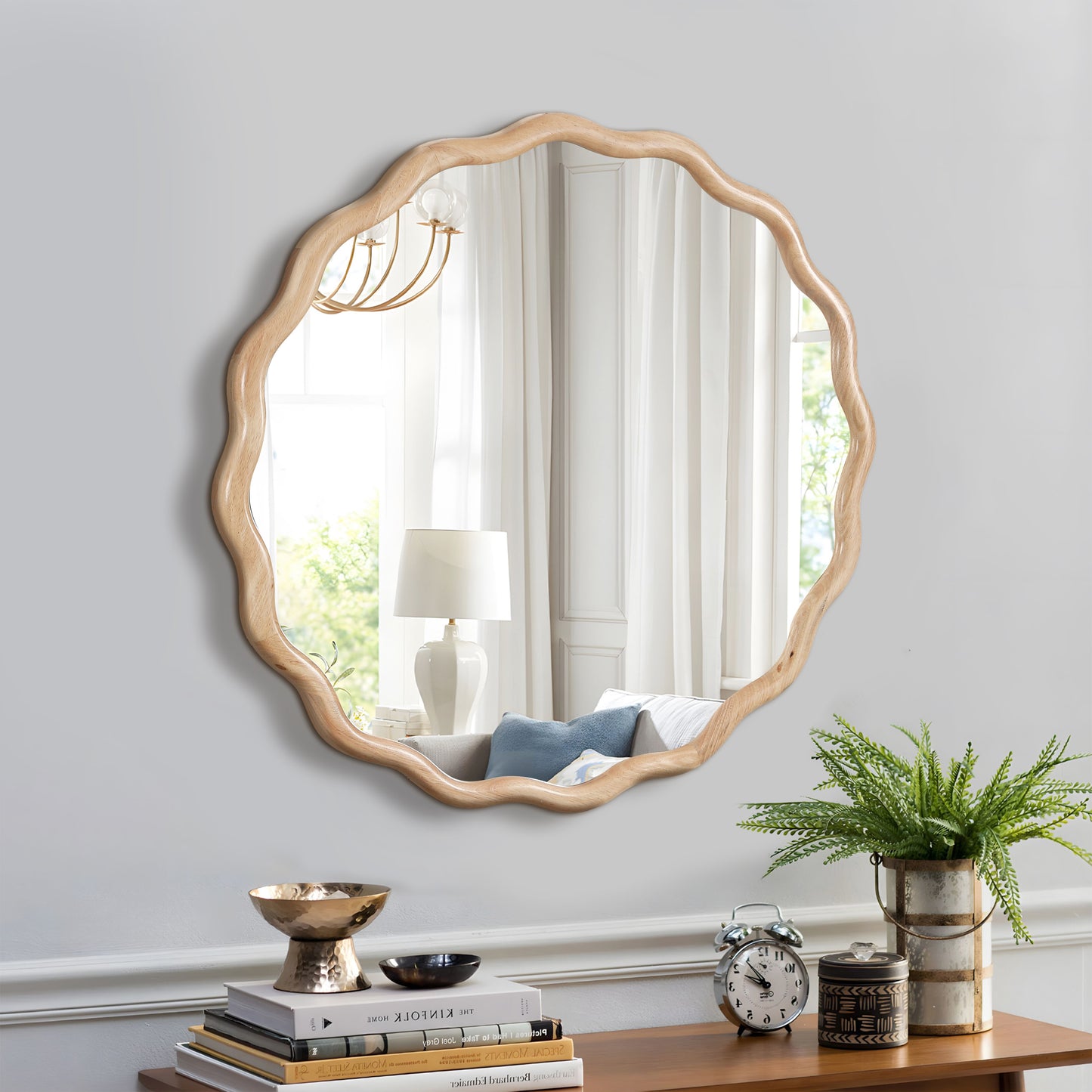 Napa Craftsman Wood Wavy Vanity Mirror