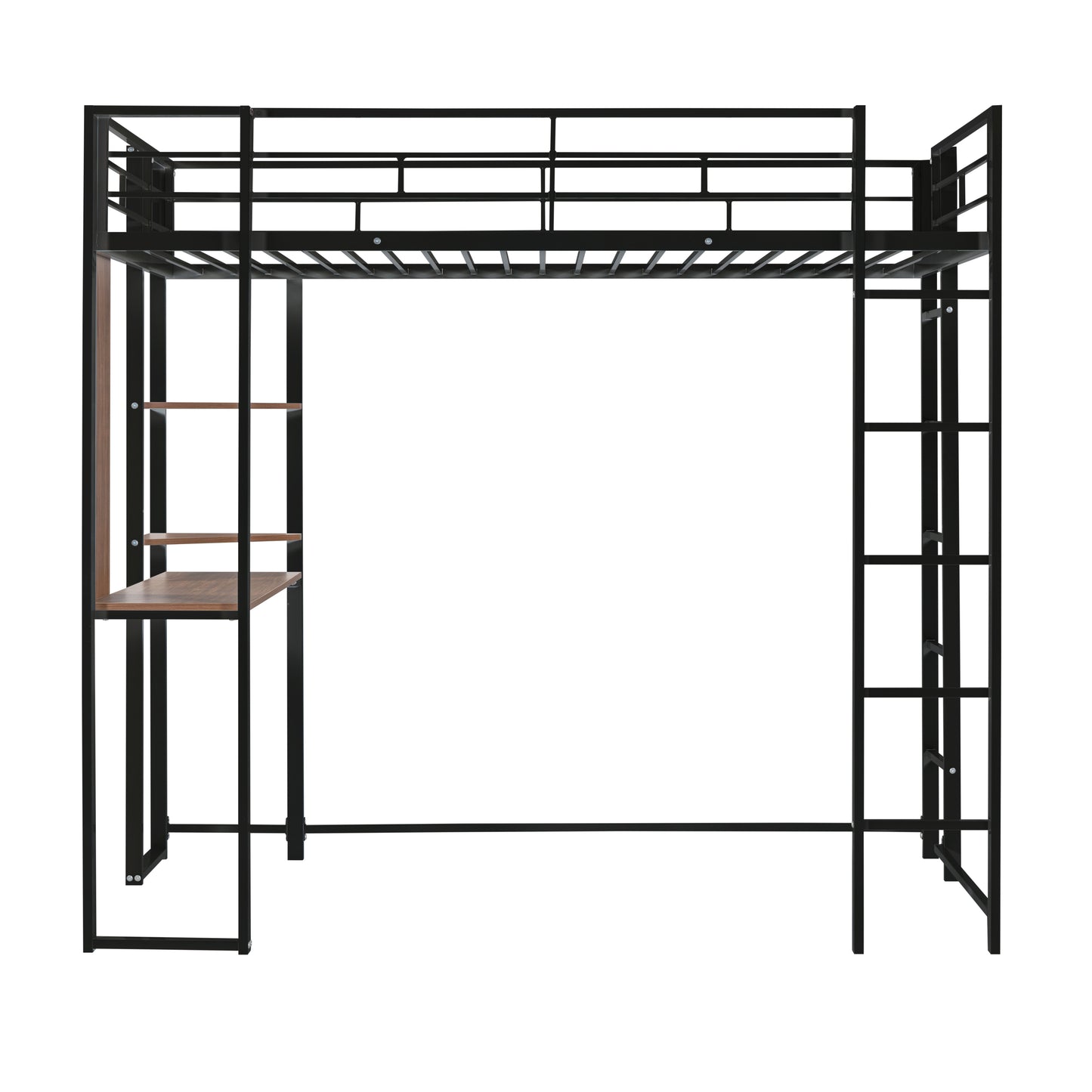 Oakridge Industrial Twin Metal Loft Bed with Shelves
