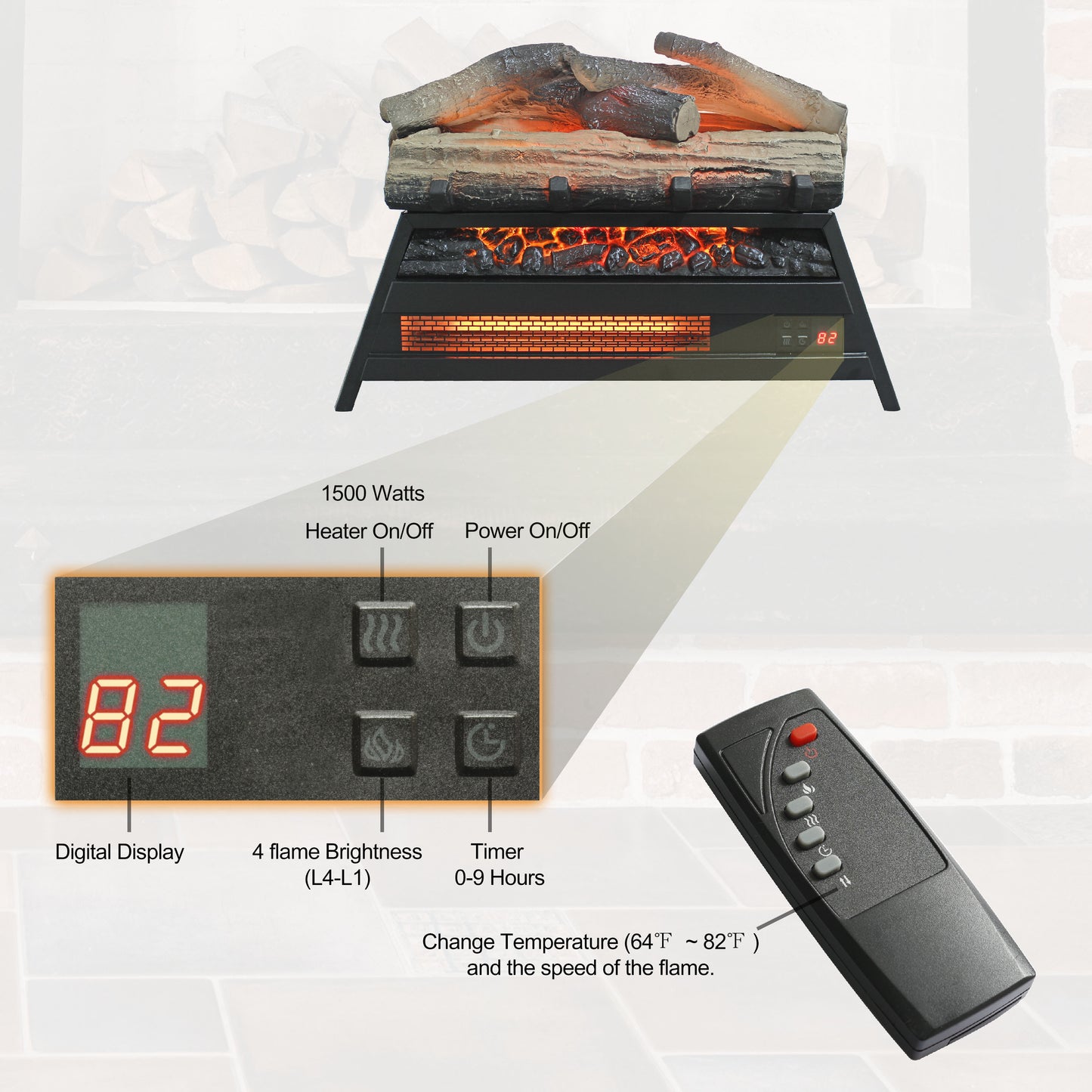 Bartholomew Contemporary Electric Fireplace