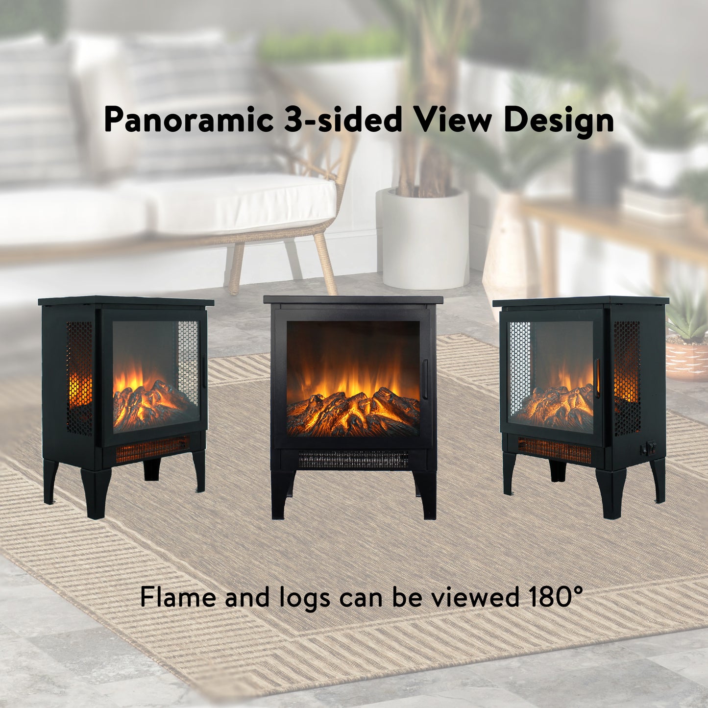 Mission Contemporary Electric Fireplace Stove Heater