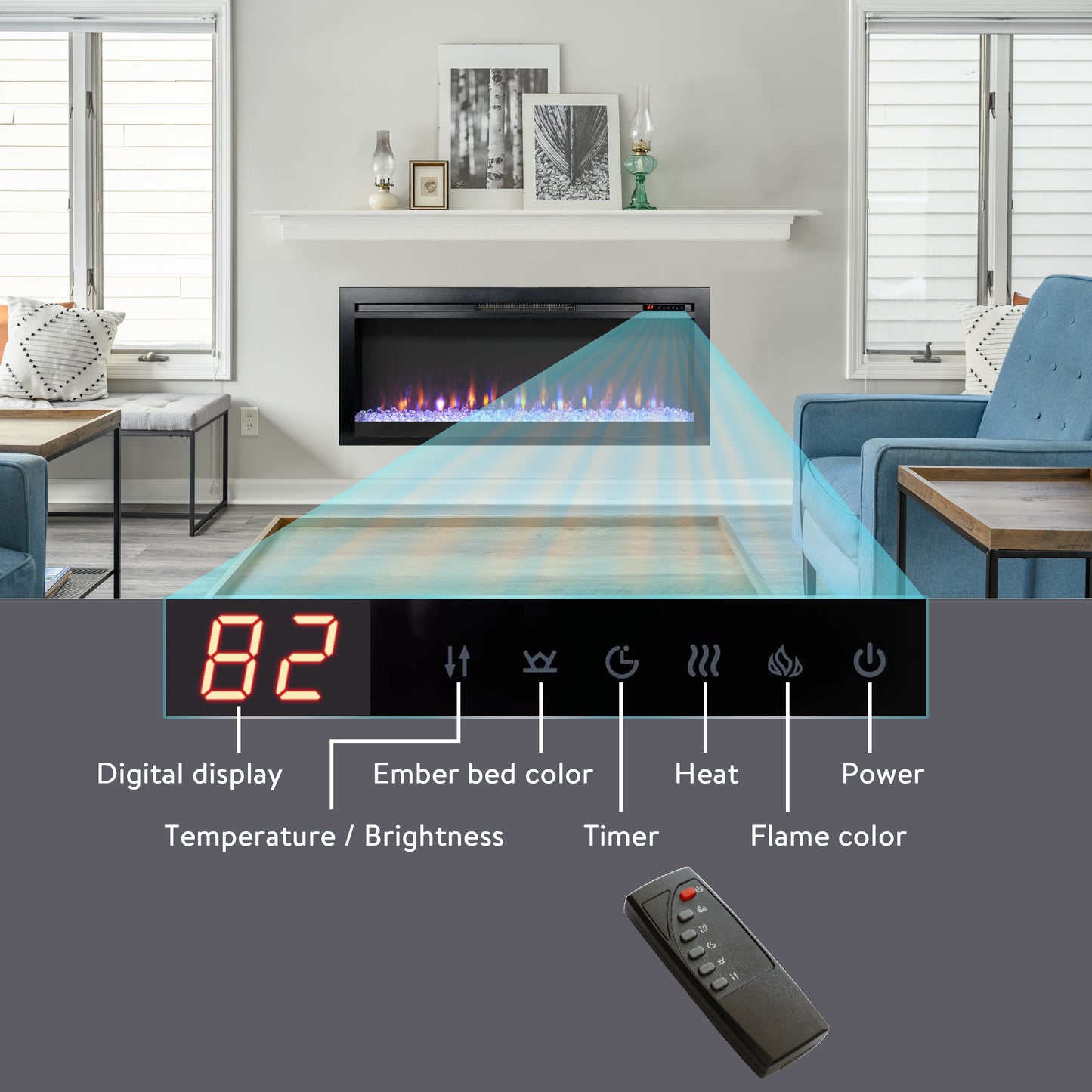 Oakridge Modern Electric Fireplace Heater