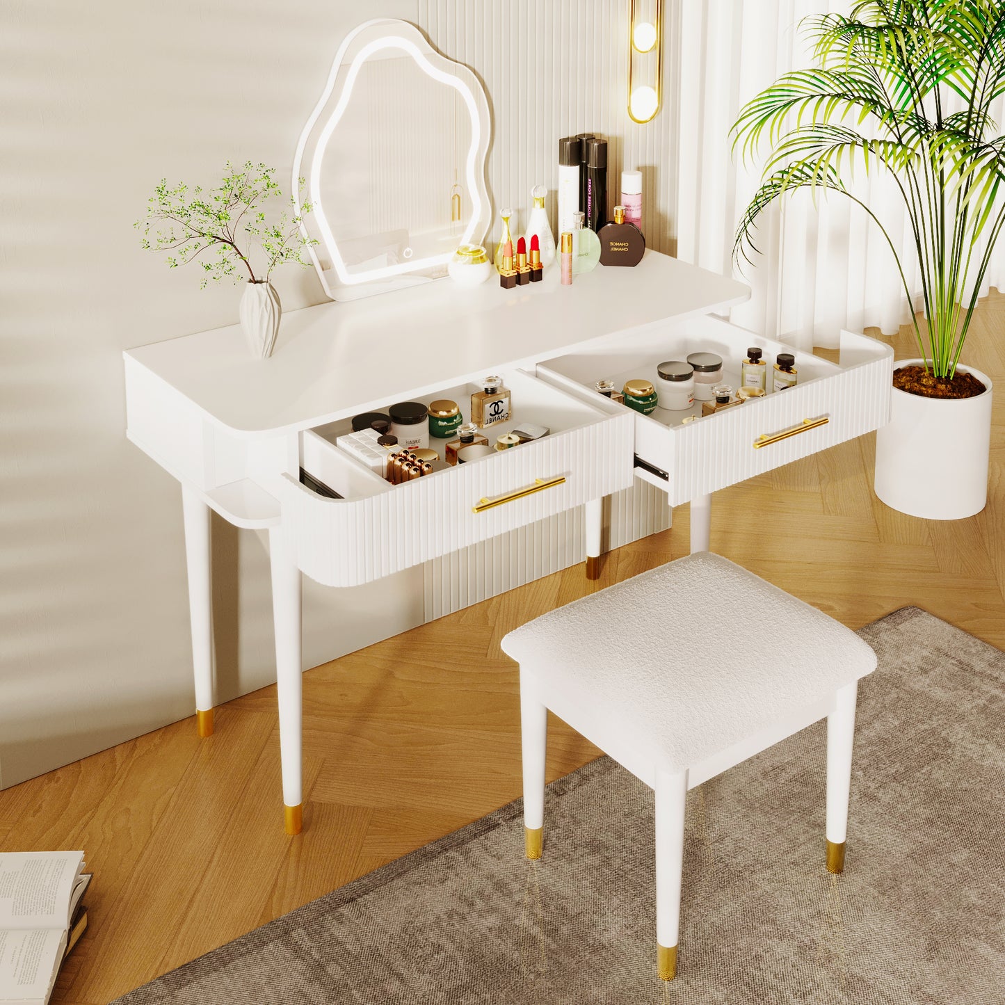 Napa Modern Velvet Lighted Vanity Table