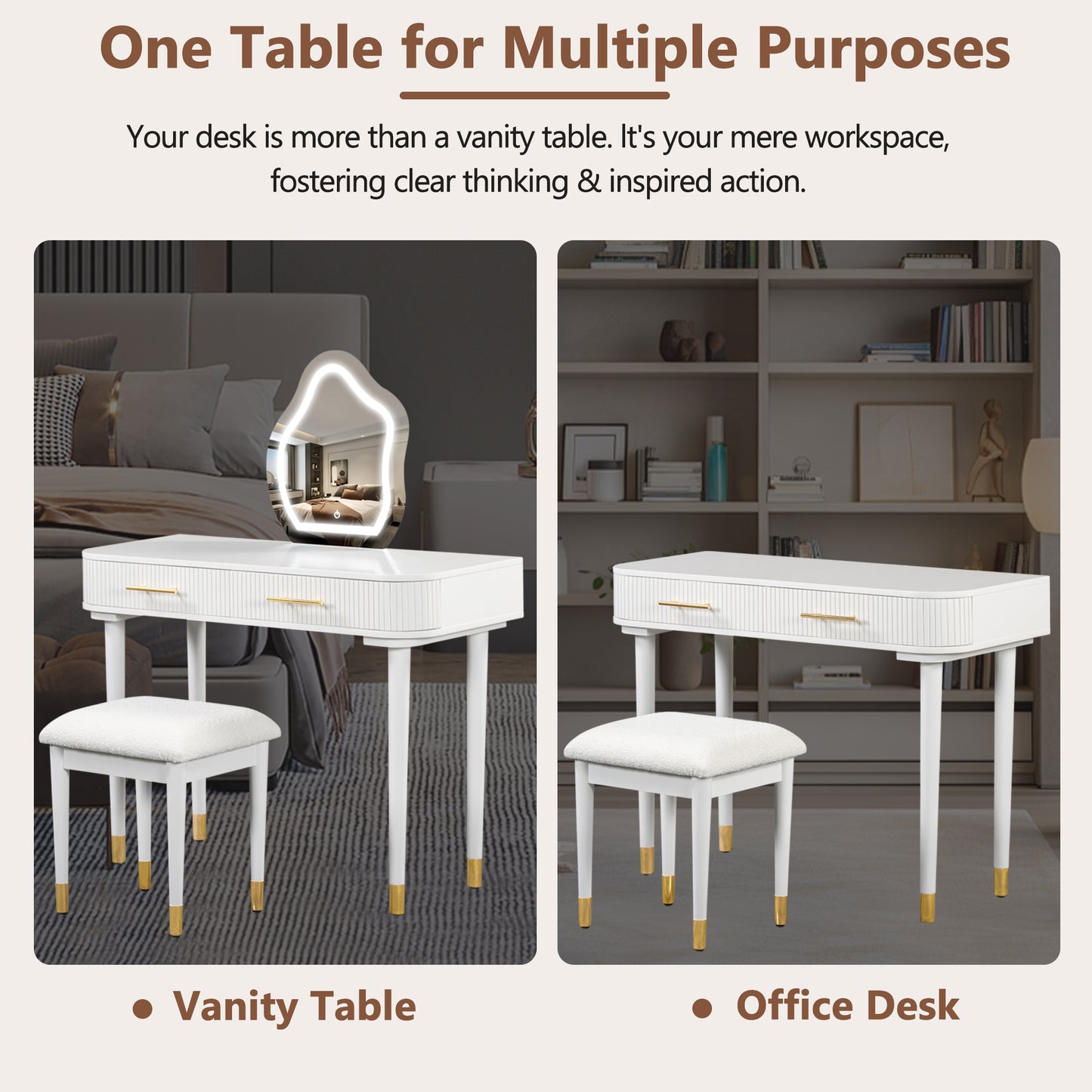 Napa Modern Velvet Lighted Vanity Table