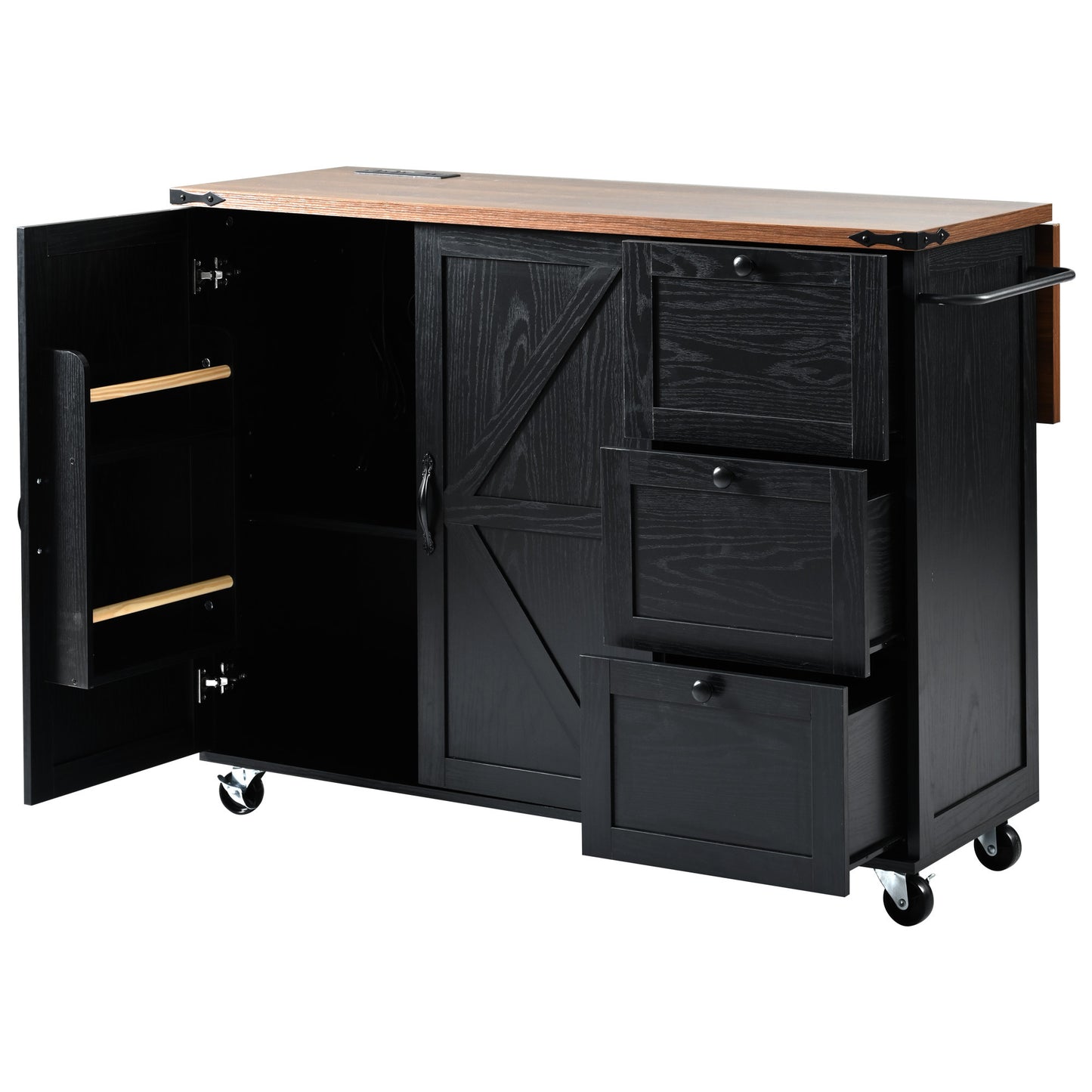 Westport Modern Farmhouse Rolling Kitchen Cart