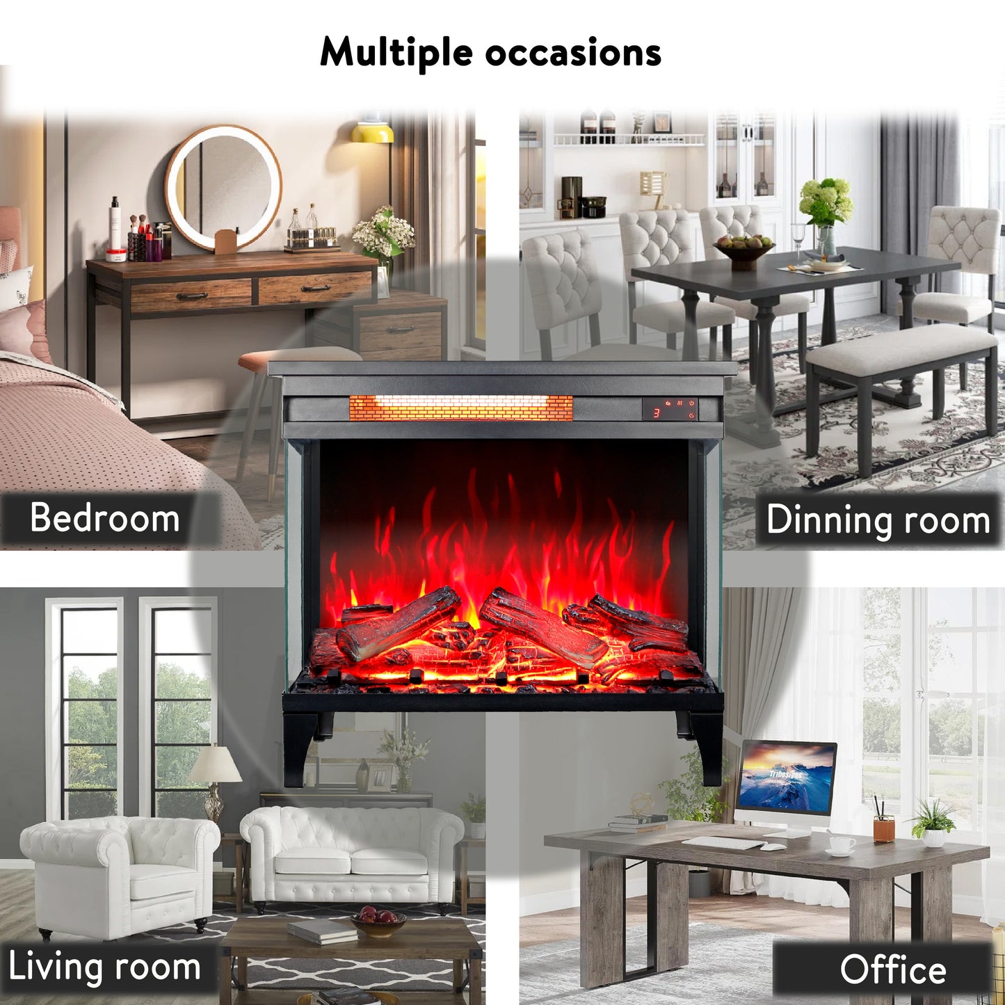 Ghivi Modern Velvet Electric Fireplace