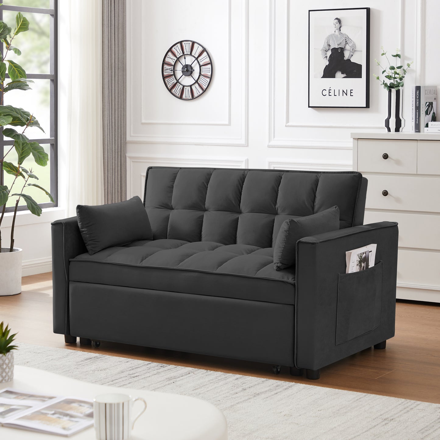 Niles Modern Velvet Convertible Sofa