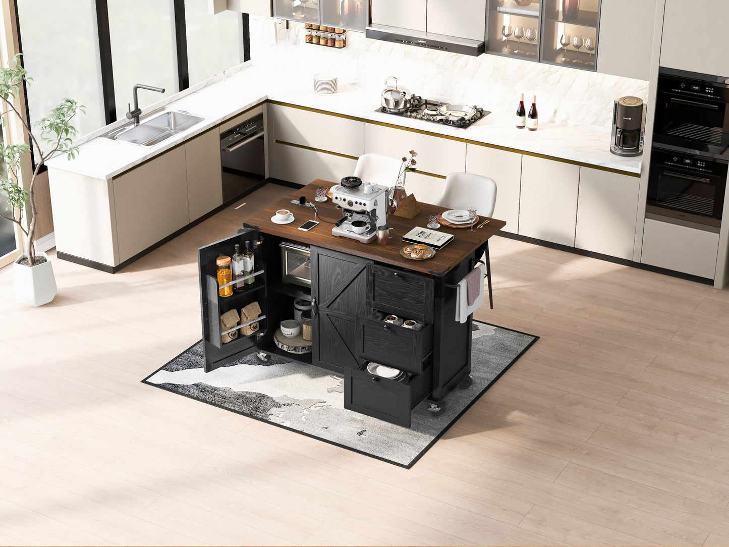 Westport Modern Farmhouse Rolling Kitchen Cart