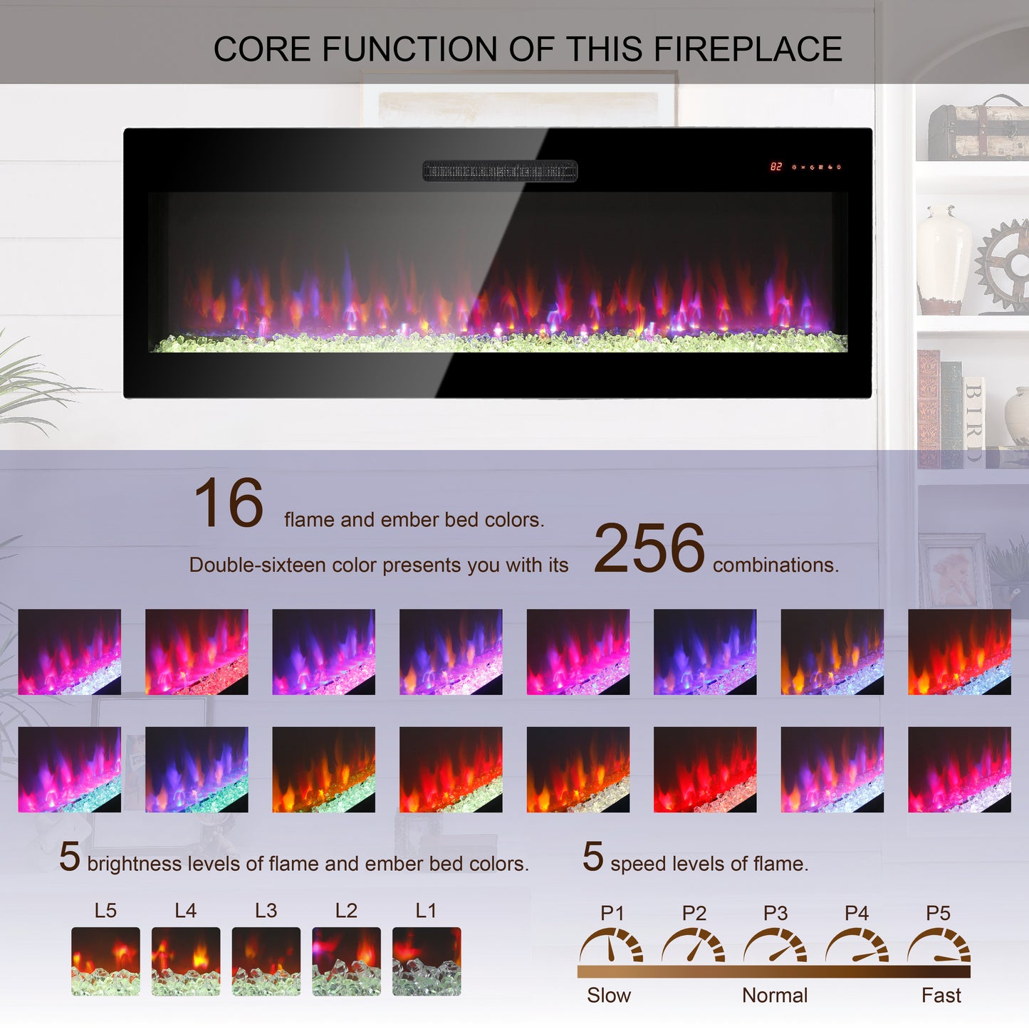 Jiron Modern Electric Wall Fireplace