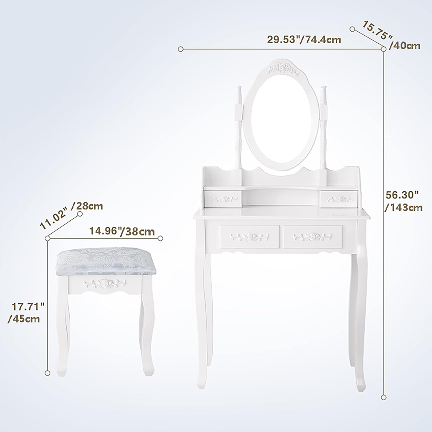 Justo Traditional Oval Vanity Dressing Set