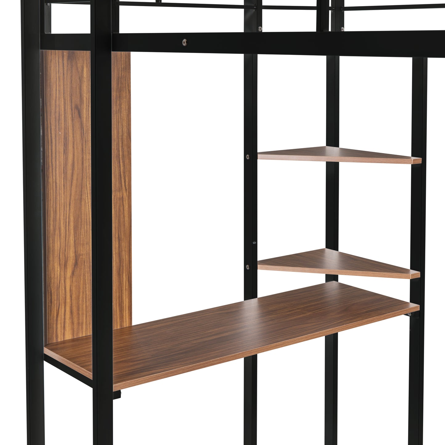 Oakridge Industrial Twin Metal Loft Bed with Shelves
