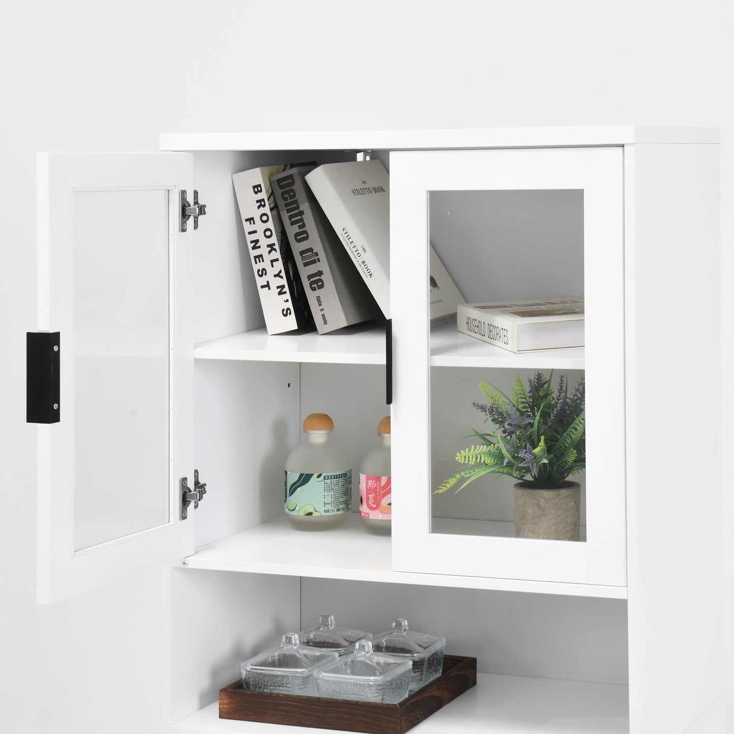 Calista Modern Tempered Glass Storage Cabinet