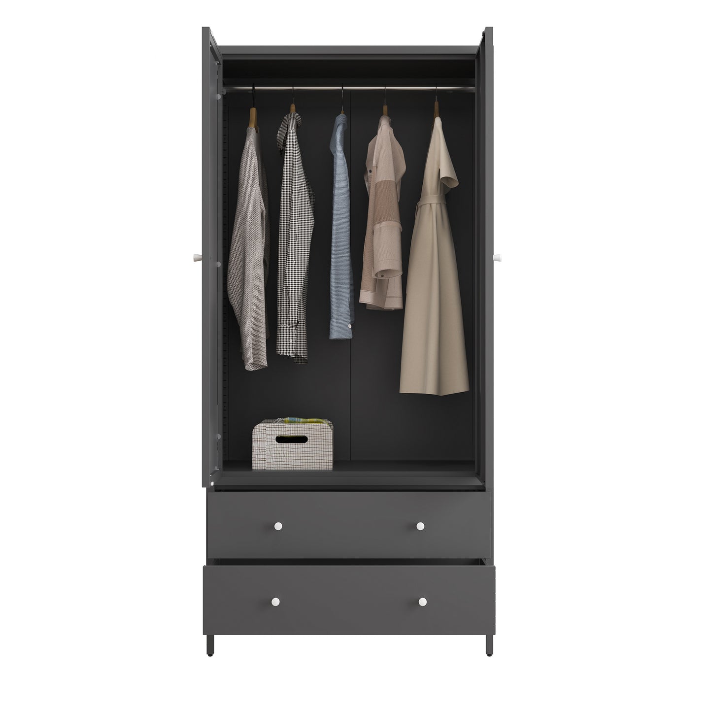 Kingsly Modern Metal Armoire Wardrobe