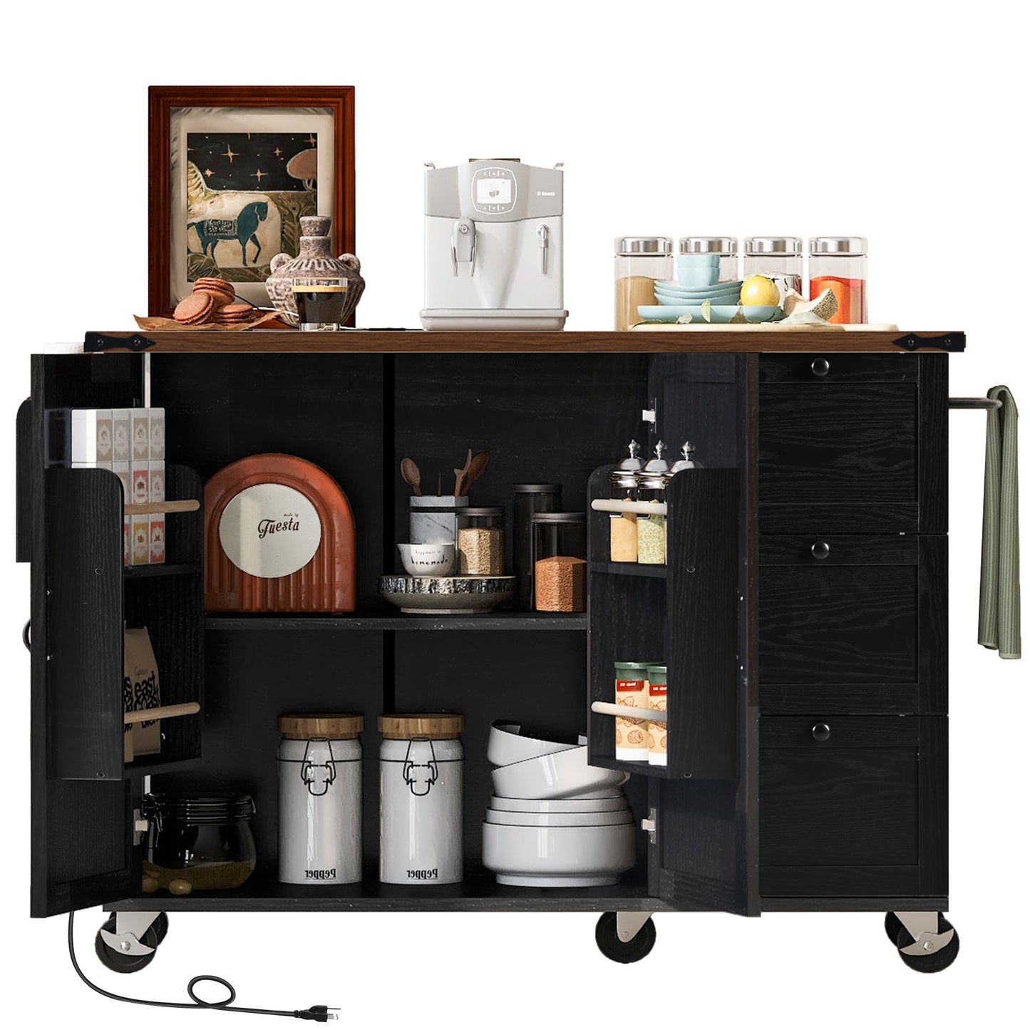 Westport Modern Farmhouse Rolling Kitchen Cart