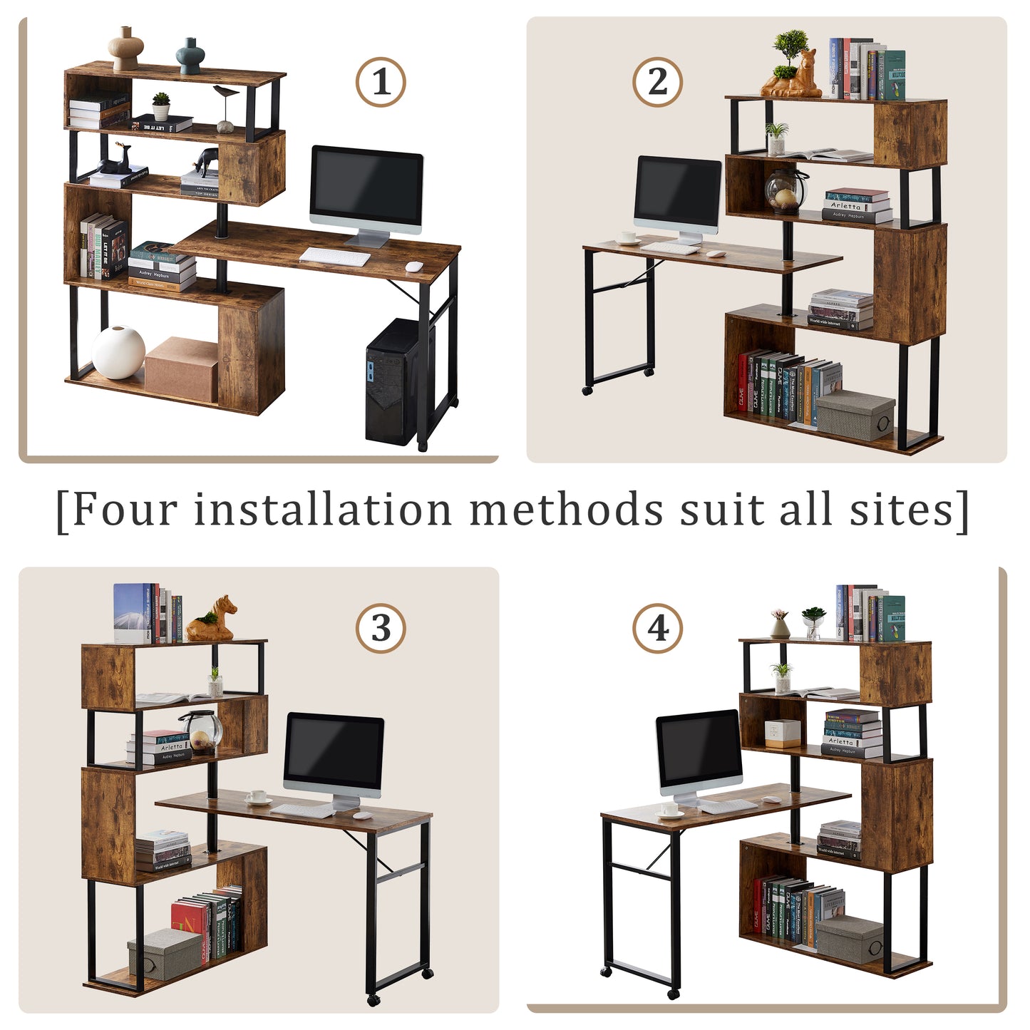 Somerset Modern Tiger L-Shaped Office Desk