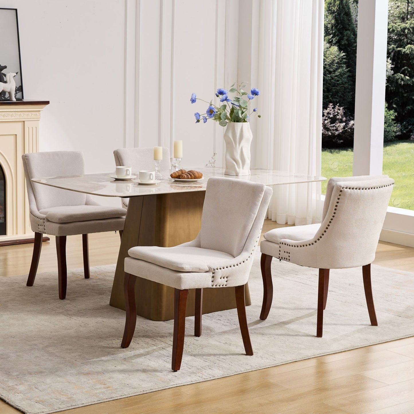 Calista Contemporary Double-layer Chenille Dining Chairs
