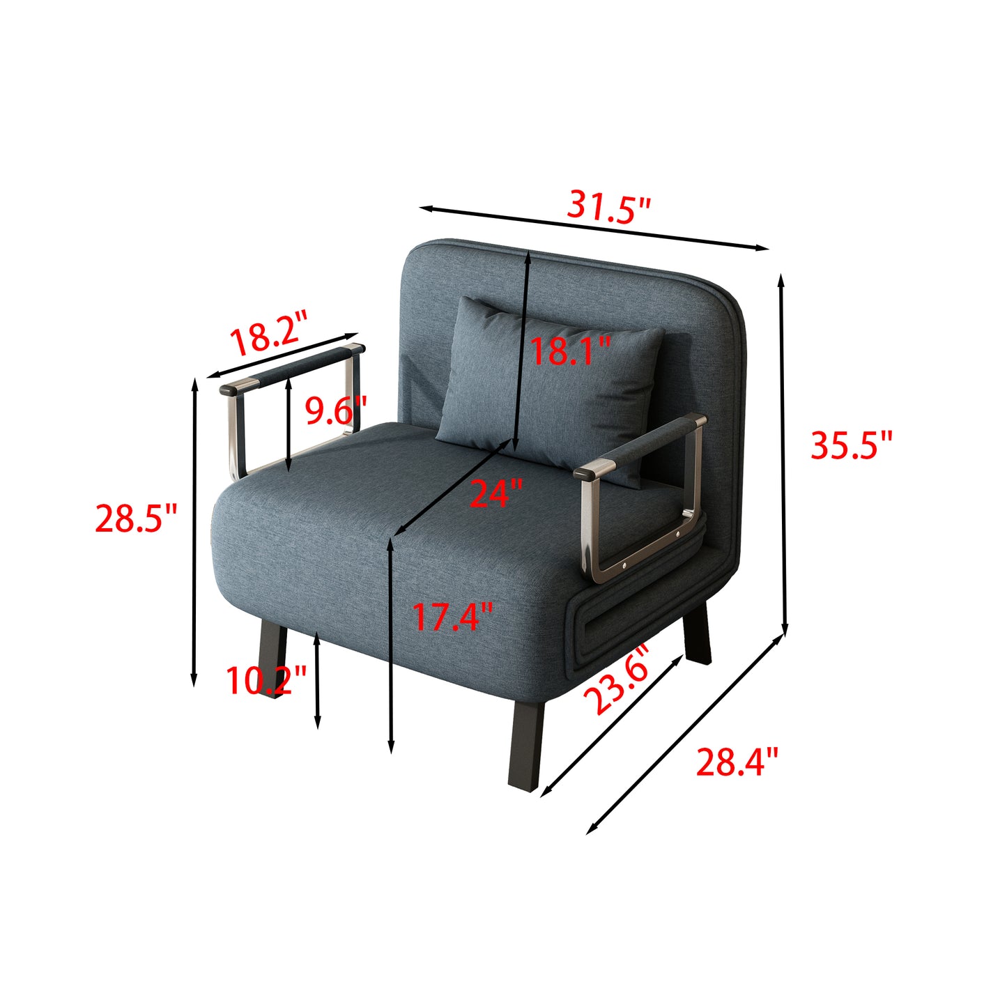 Healdsburg Contemporary Convertible Tri-Fold Chair
