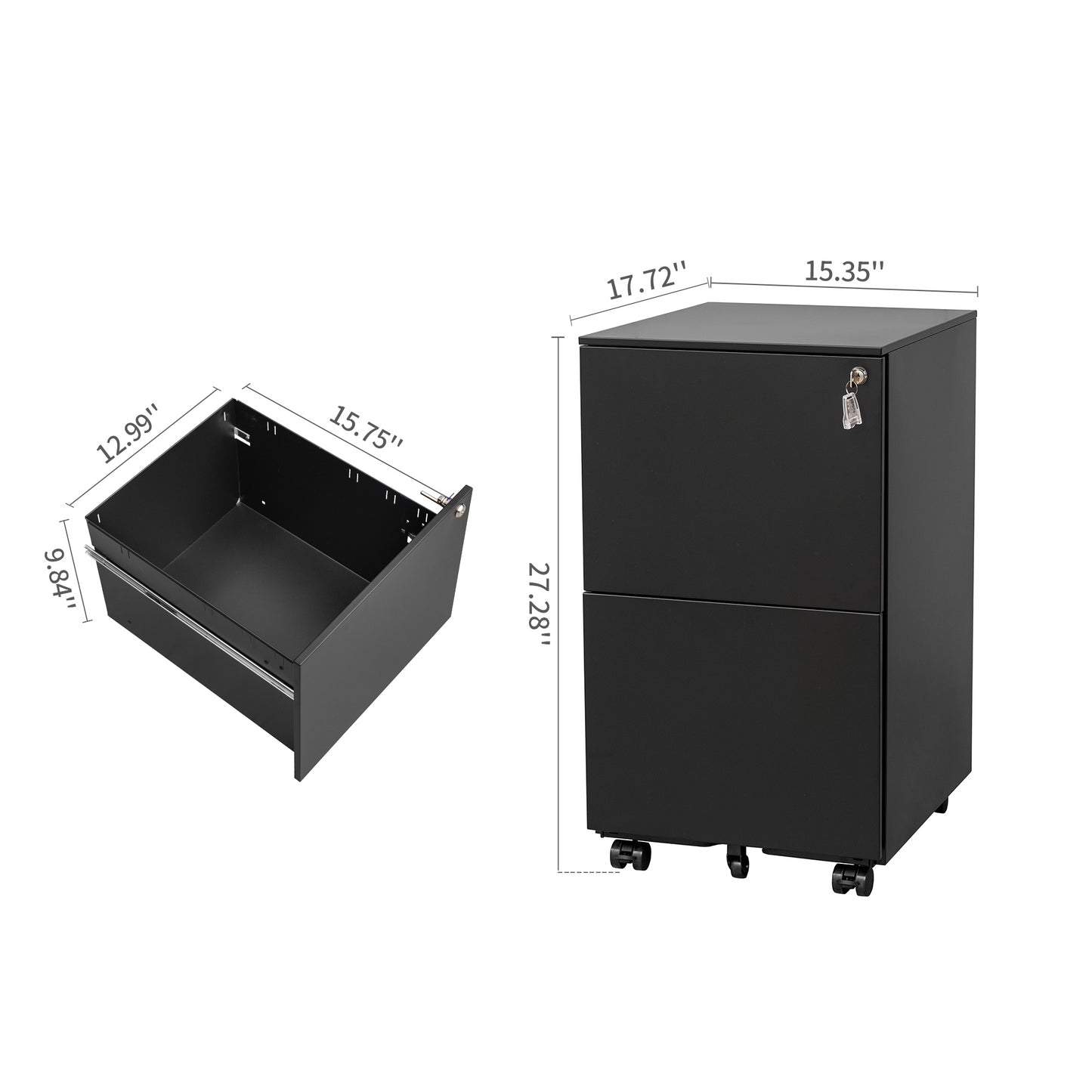 Warmsprings Modern Rolling Steel File Cabinet