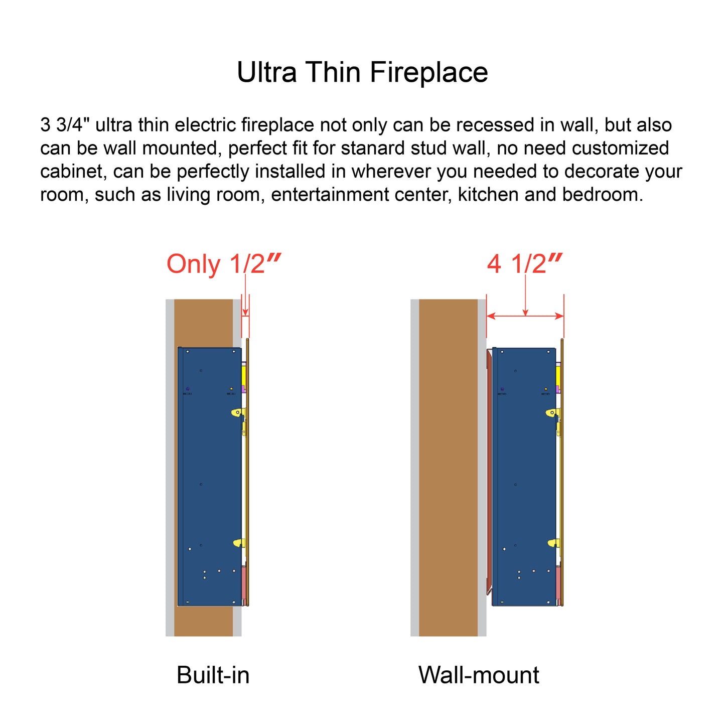 Marites Modern Ultra Thin Wall Fireplace