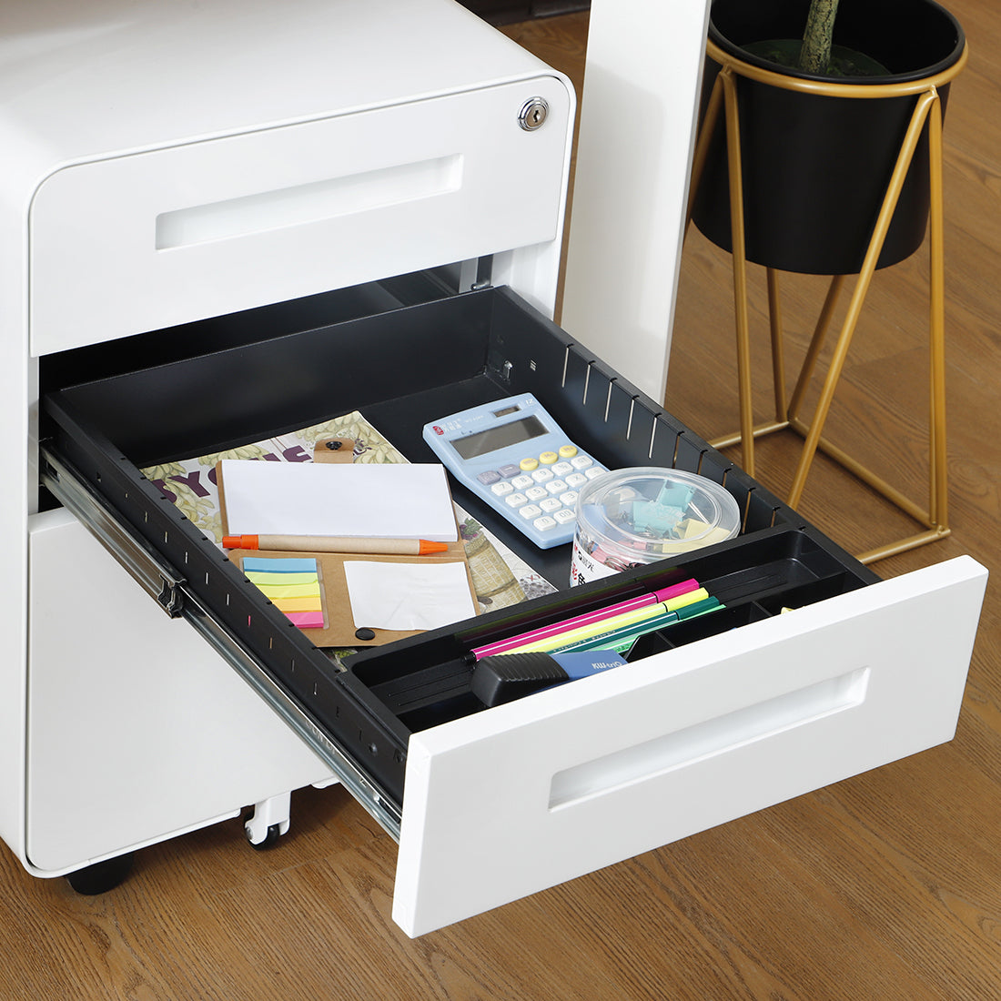 Warmsprings Modern Mobile File Cabinet White