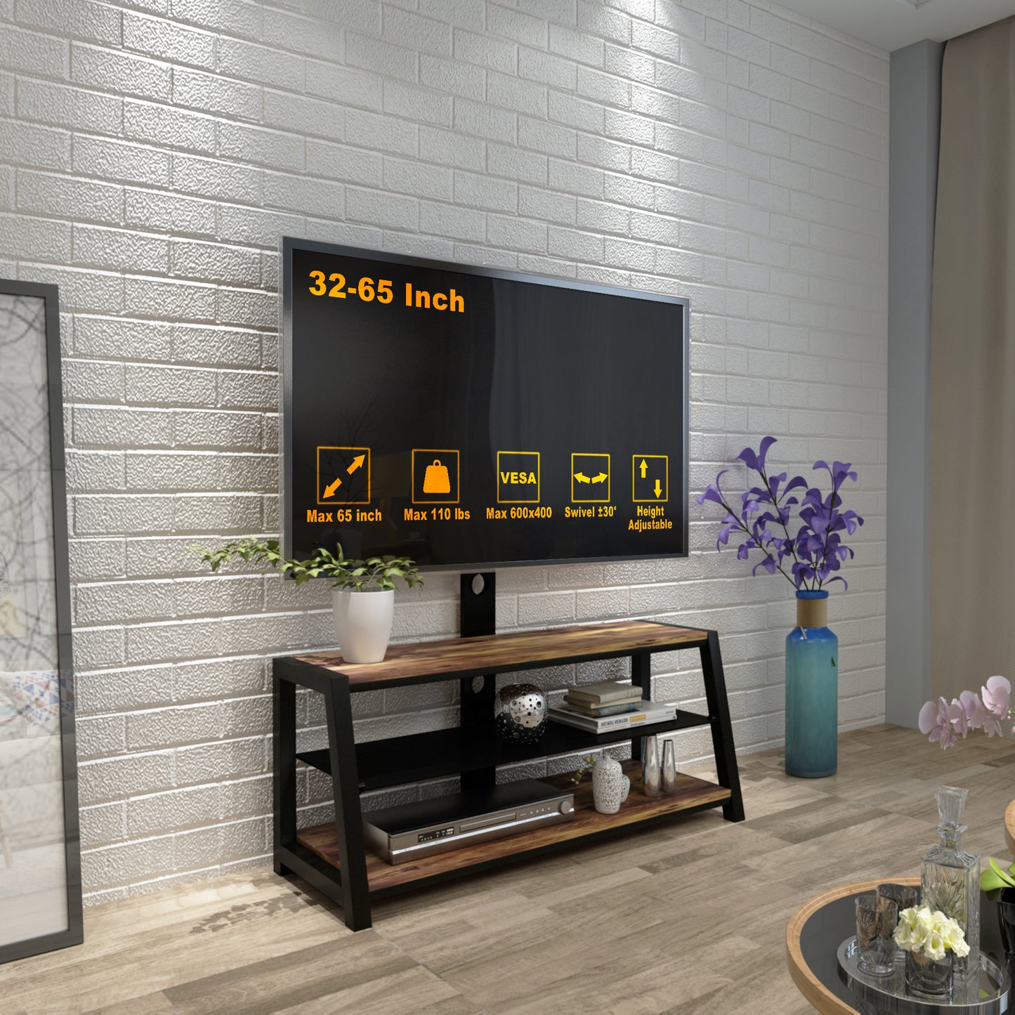 Westport Modern Swivel Glass TV Stand