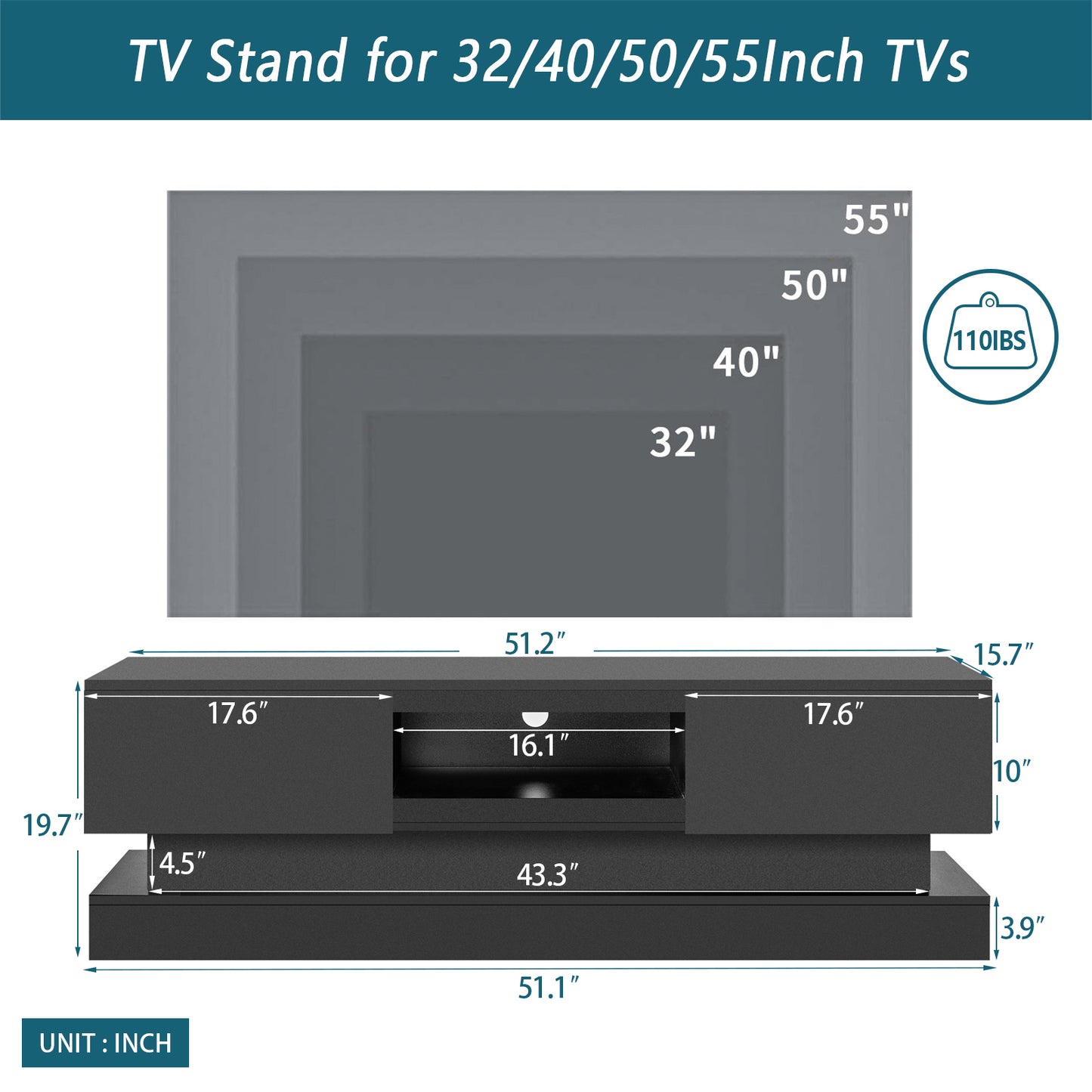 Calista Modern Glossy LED TV Stand