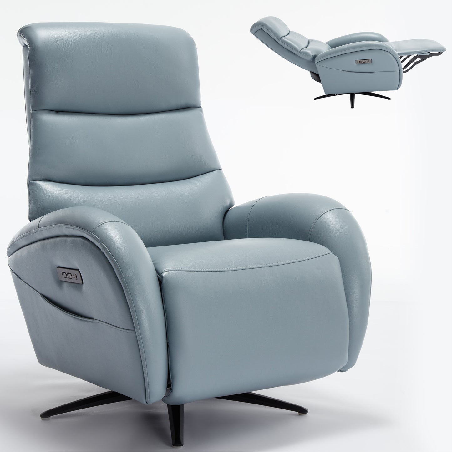 Fremont Modern Leatheraire Swivel Recliner Chair