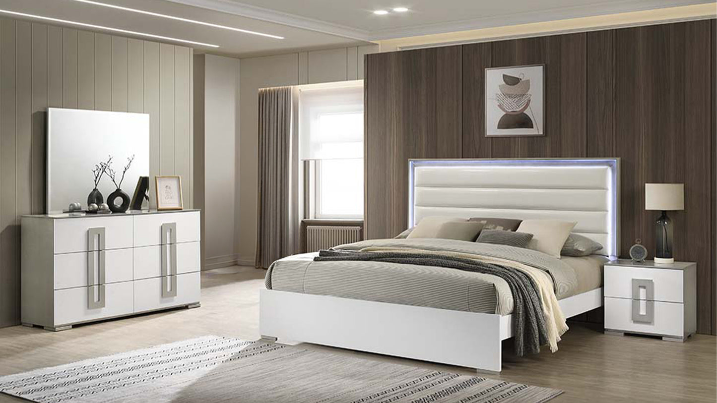 Bartholomew Contemporary Olivia 4 Pc Full LED Bedroom Set