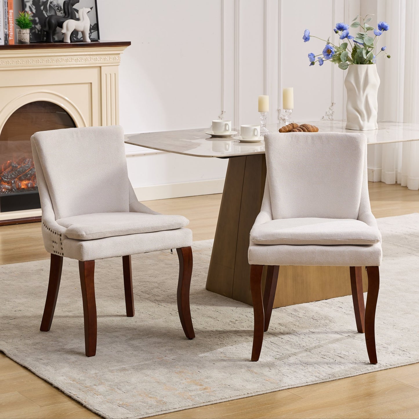 Calista Contemporary Double-layer Chenille Dining Chairs
