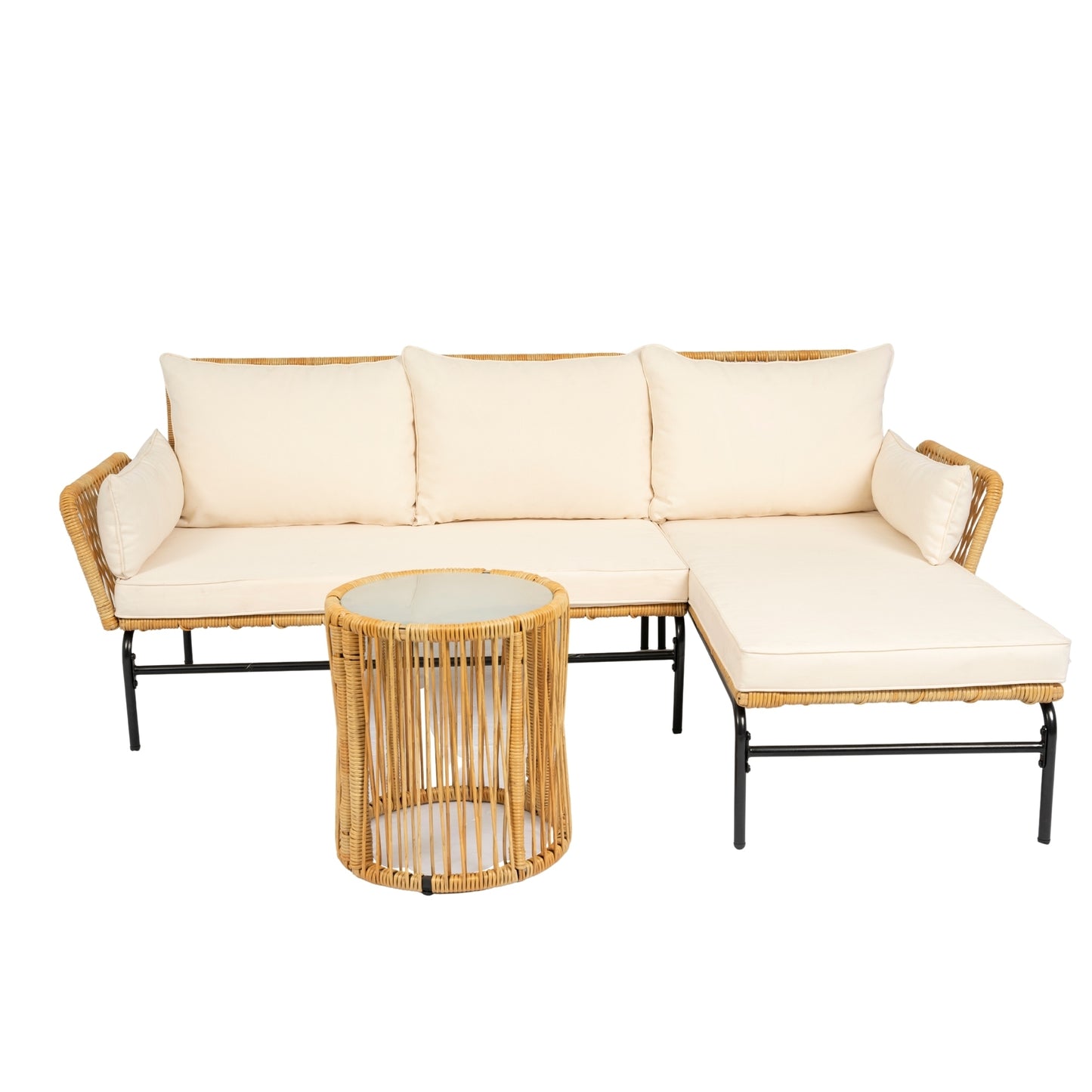 Marcel Modern Natural Wicker Patio Set