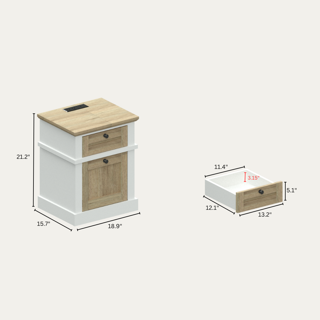 Fremont Contemporary Drawer Charging Night Side Table