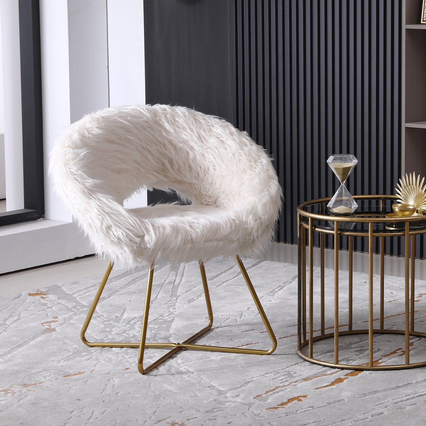 Irvington Contemporary Slatina Faux Fur Chair