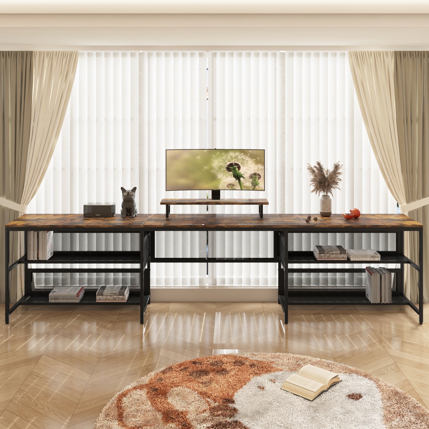 Elmcrest Industrial Vintage U Desk Storage