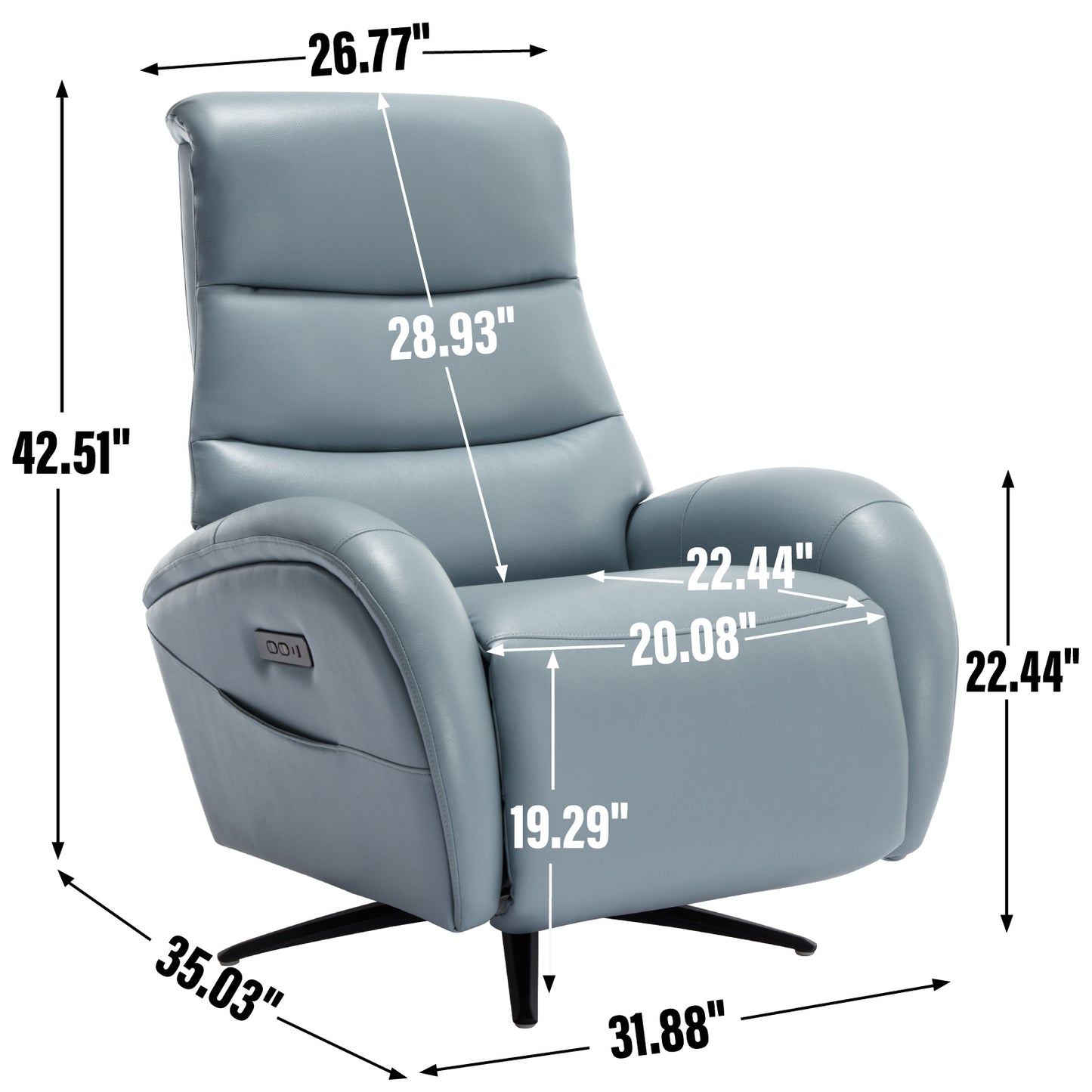 Fremont Modern Leatheraire Swivel Recliner Chair