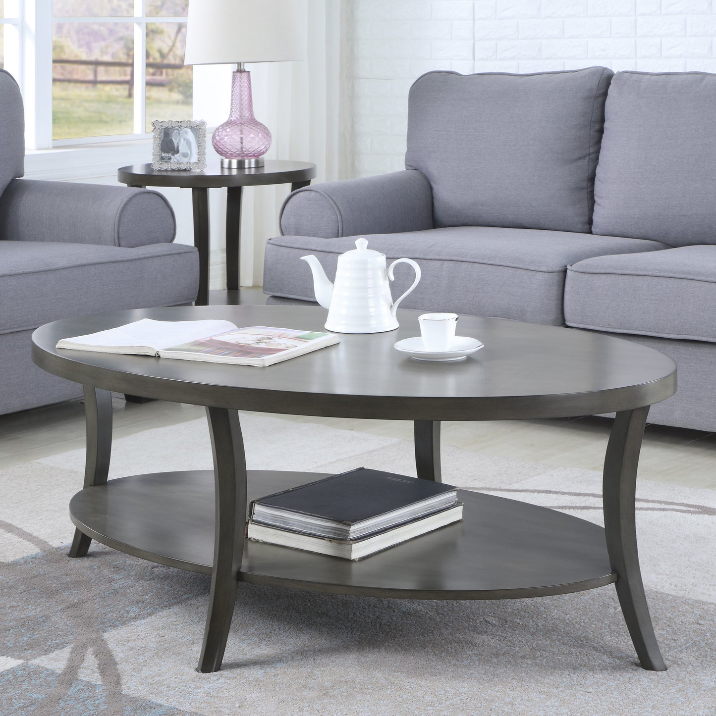 Ghivi Contemporary Perth Oval Shelf Table