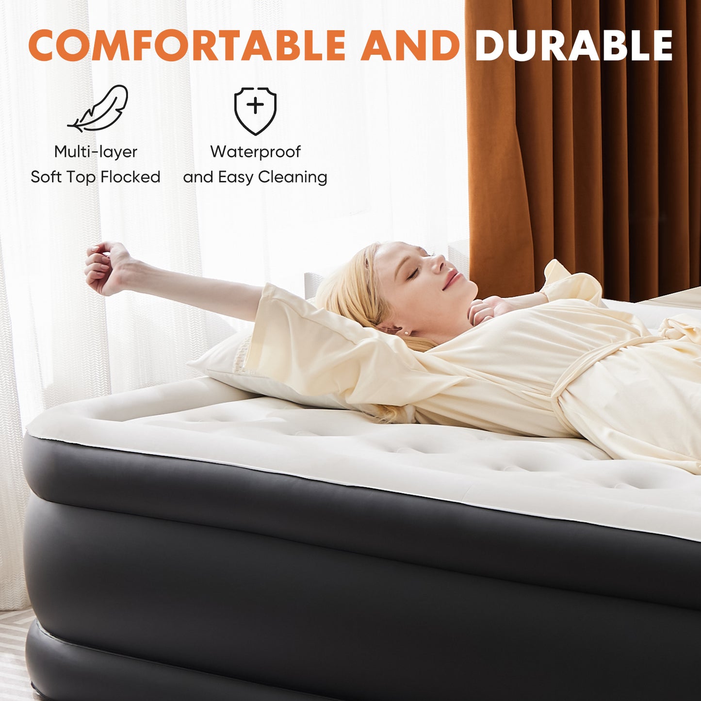 Bartholomew Contemporary Inflatable Air Mattress Built-in Pump