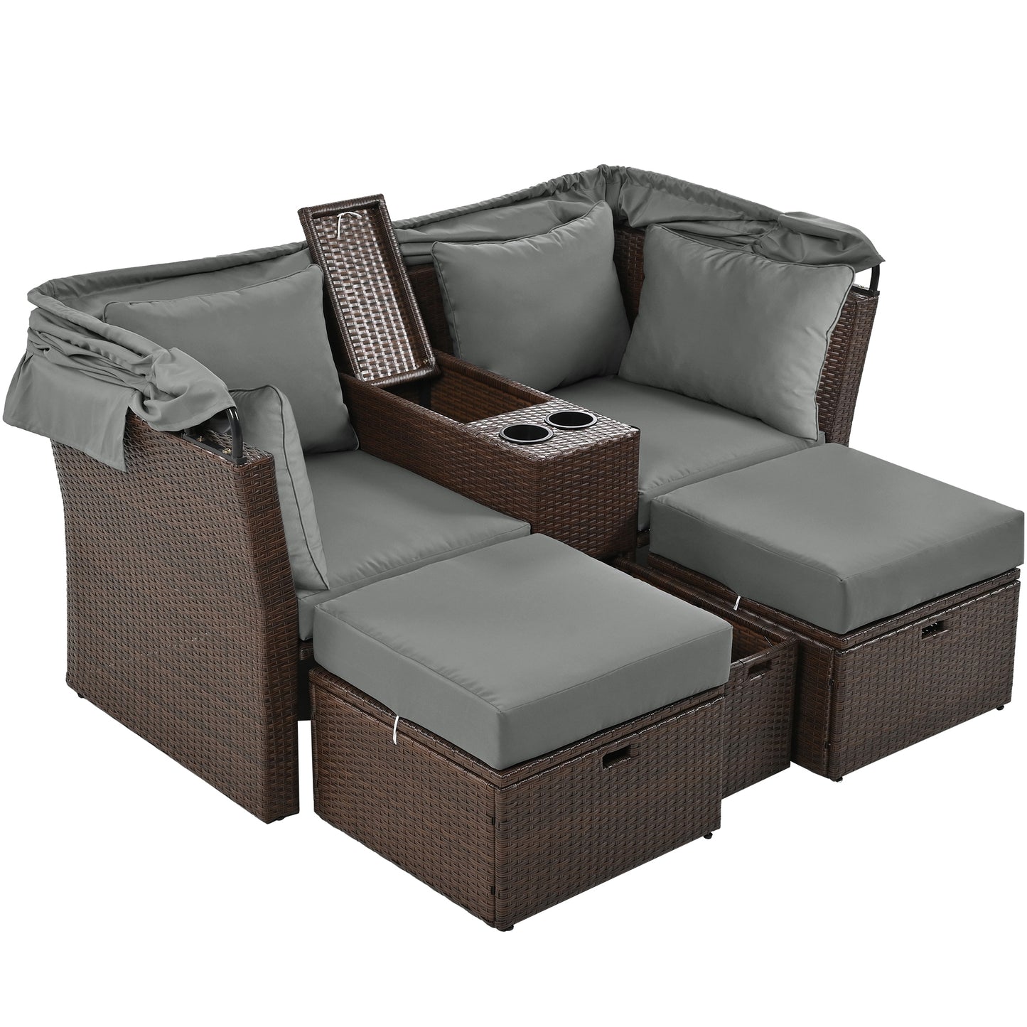 Amity Modern Loveseat Foldable Awning Daybed