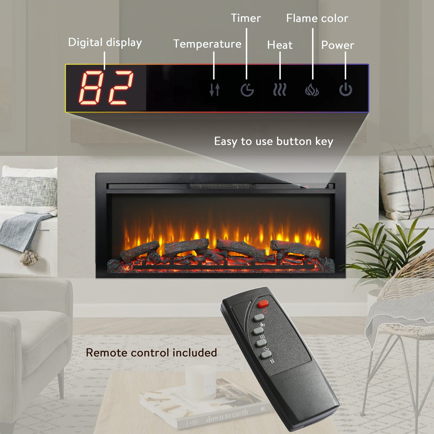 Lazzareschi Modern Electric Fireplace Heater