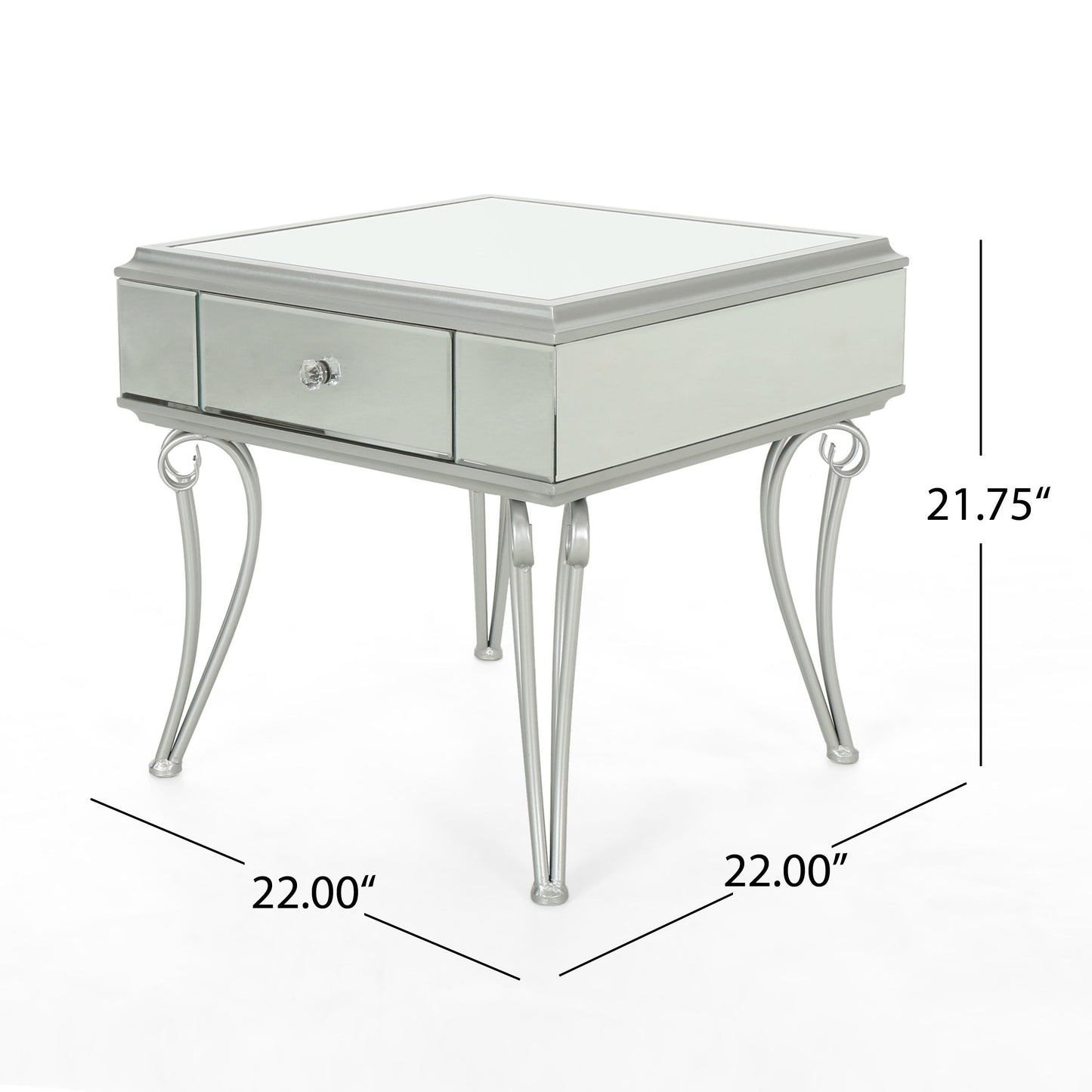 Cleo Modern Mirrored Nightstand Table