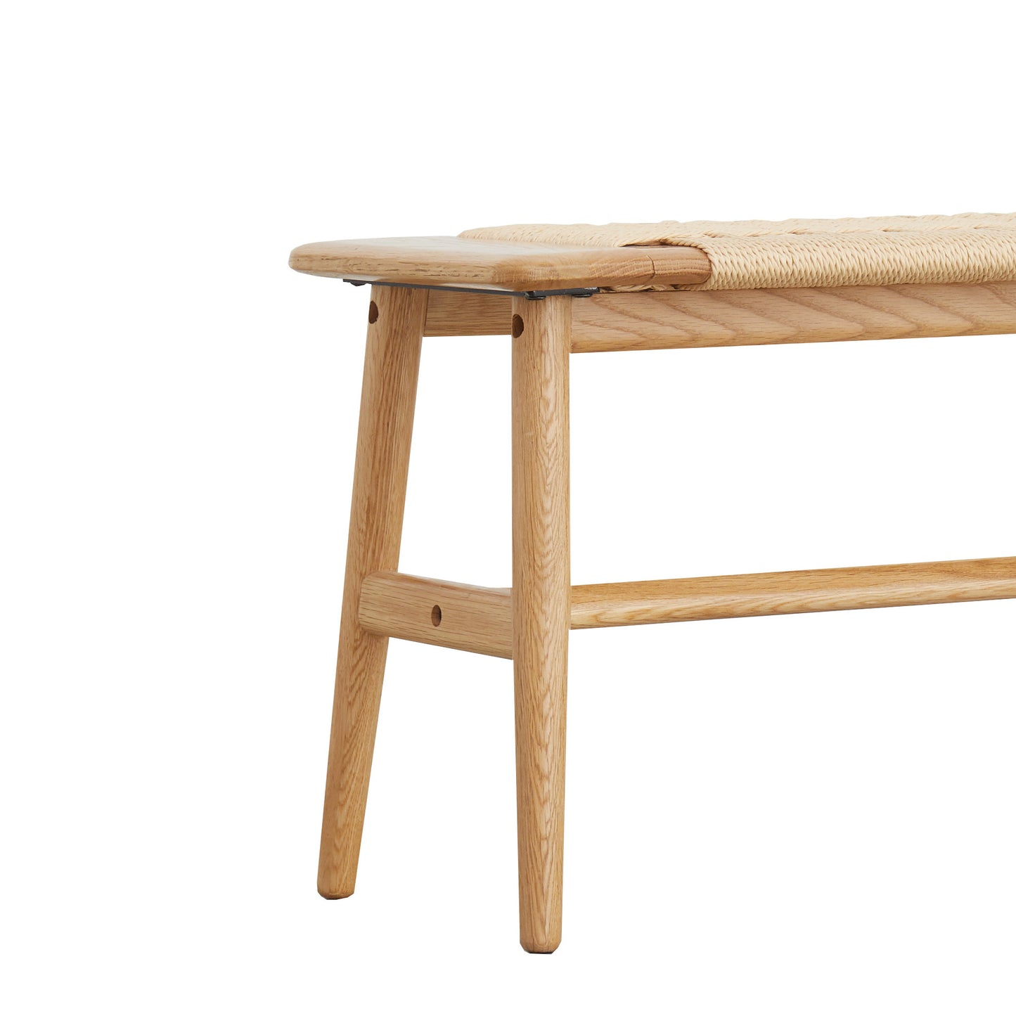 Calista Mid-Century Woven Natural Oak Wood Bench