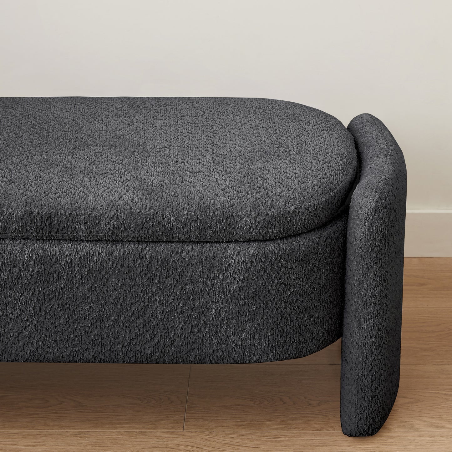 Kingsly Modern Oval Storage Fleece Ottoman